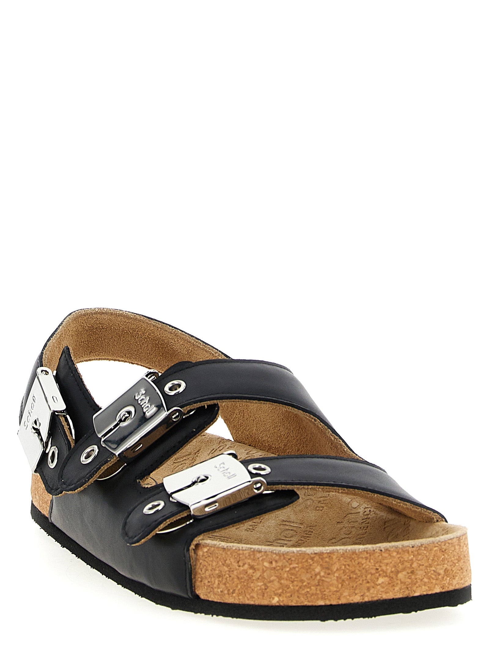 Balenciaga Black Flat Sandals Leather