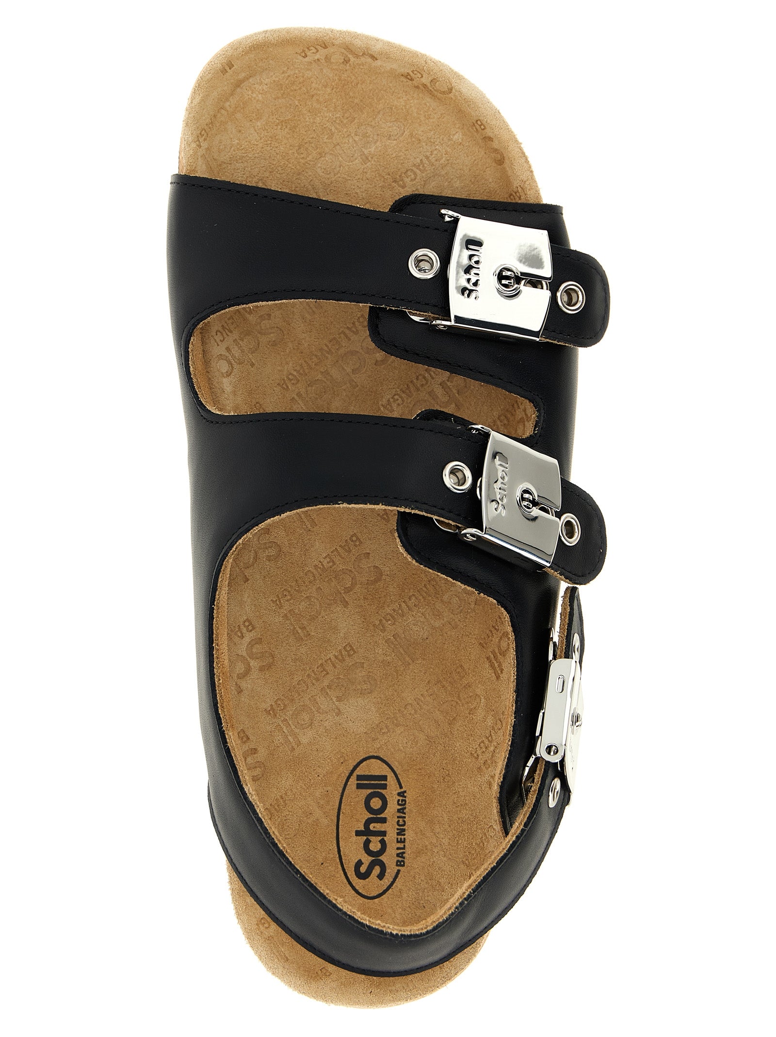 Balenciaga Black Flat Sandals Leather