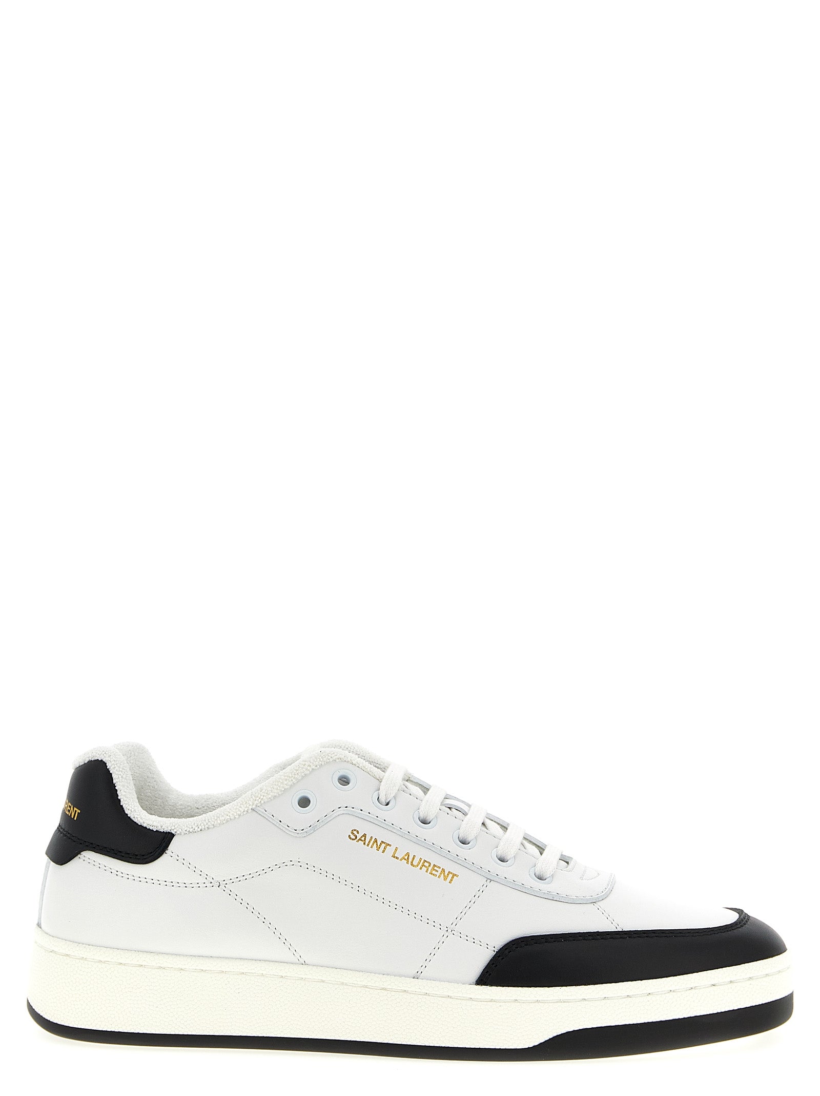 Saint Laurent White Black SL61 Low Top Sneakers Calf Leather