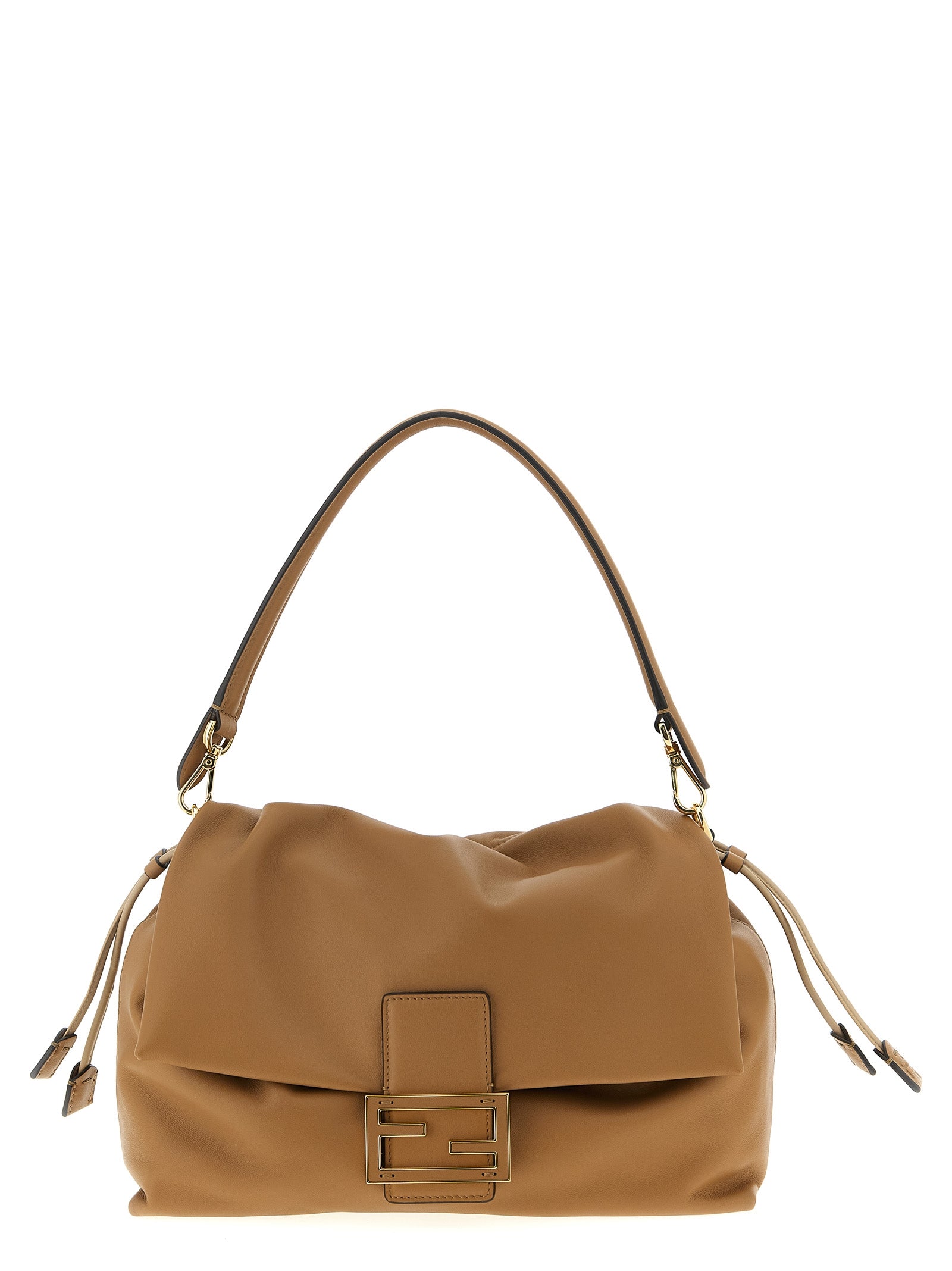 Fendi Beige Mamma Baguette Lambskin Shoulder Bag