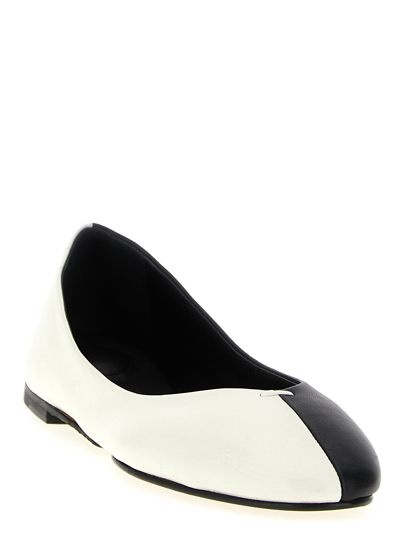 Jacquemus White Black Lambskin Ballet Flats