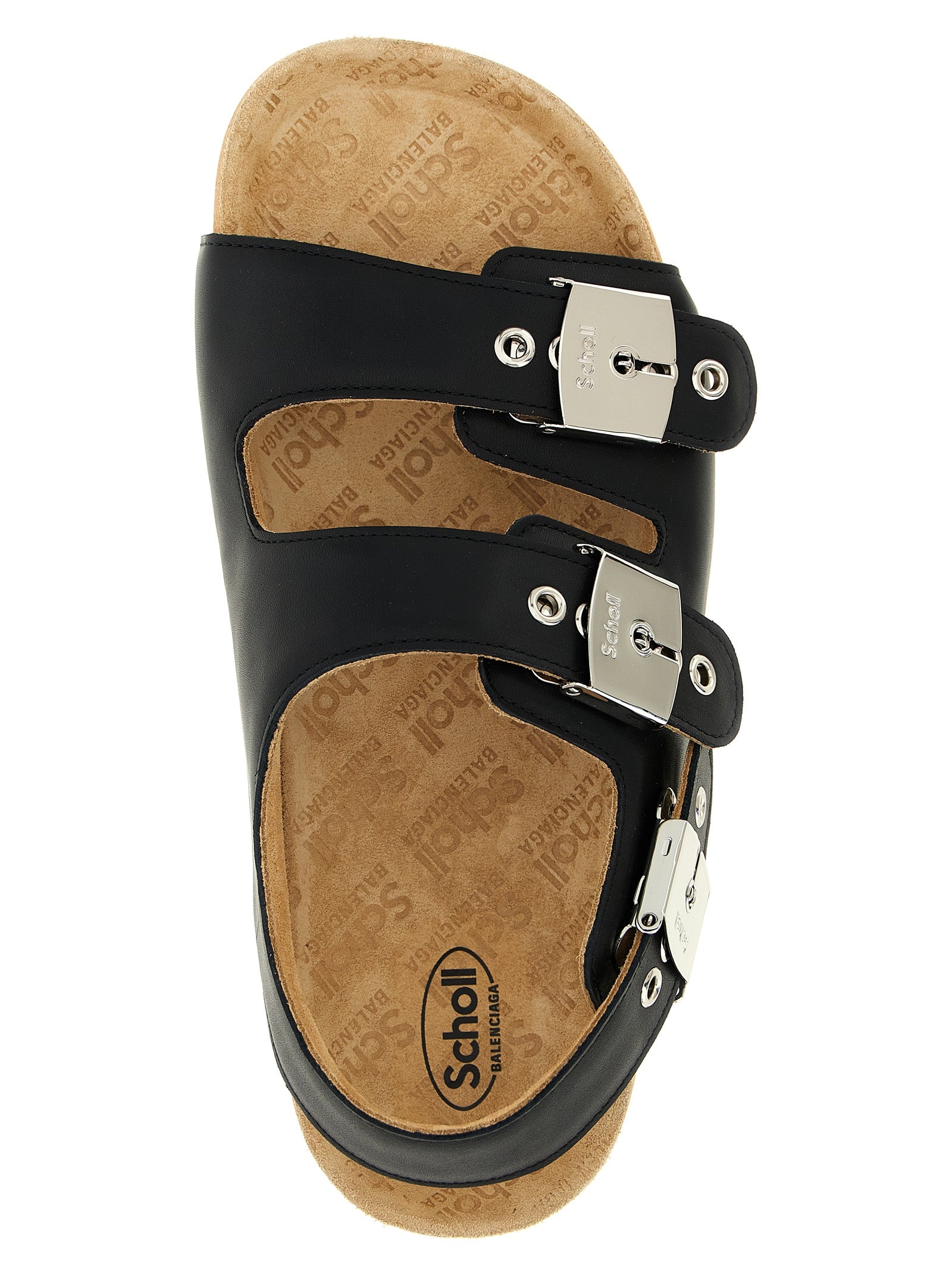 Balenciaga Black Scholl Flat Sandals Leather