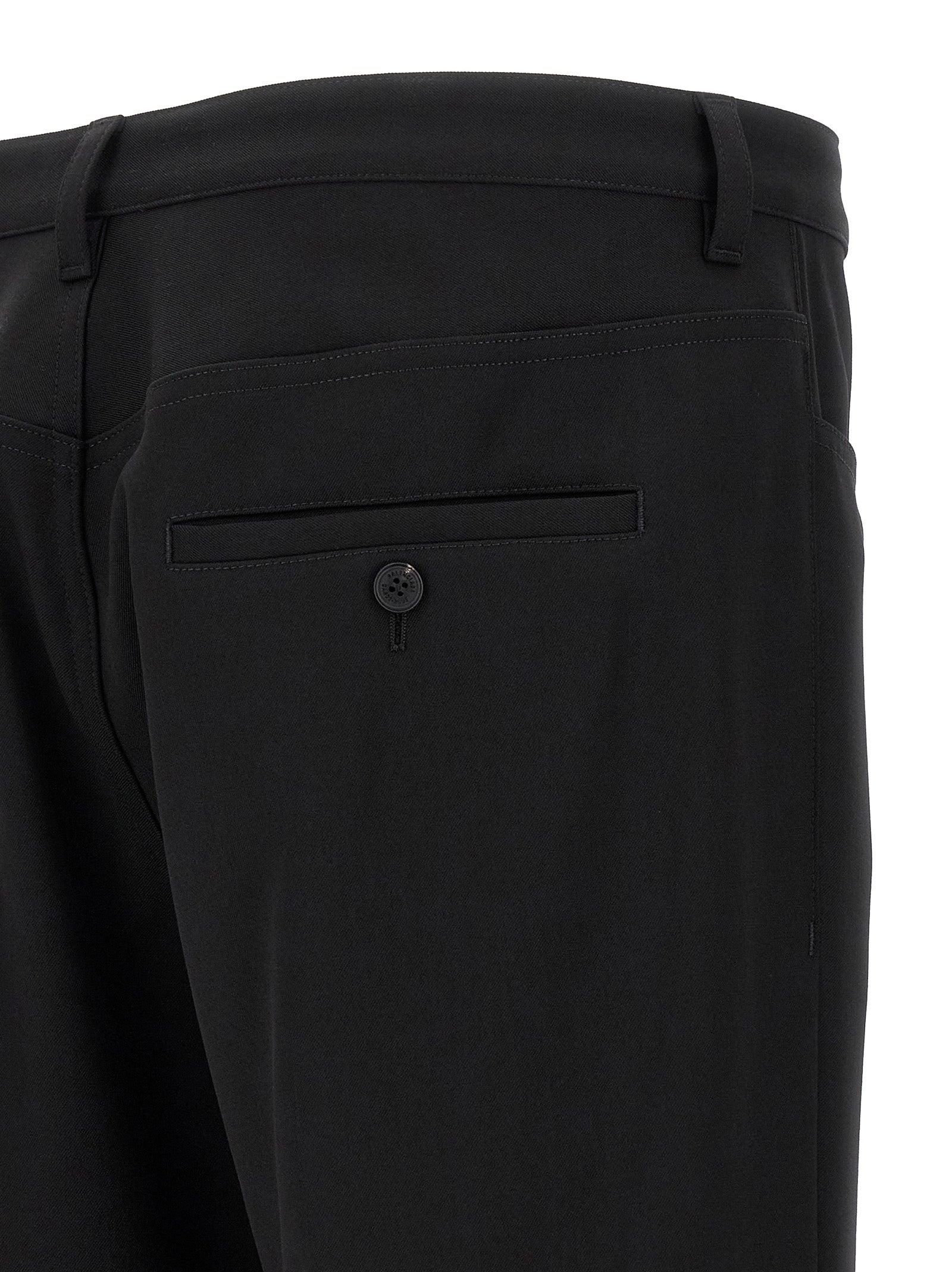 Balenciaga Black Stretch Wool Twill Dress Pants