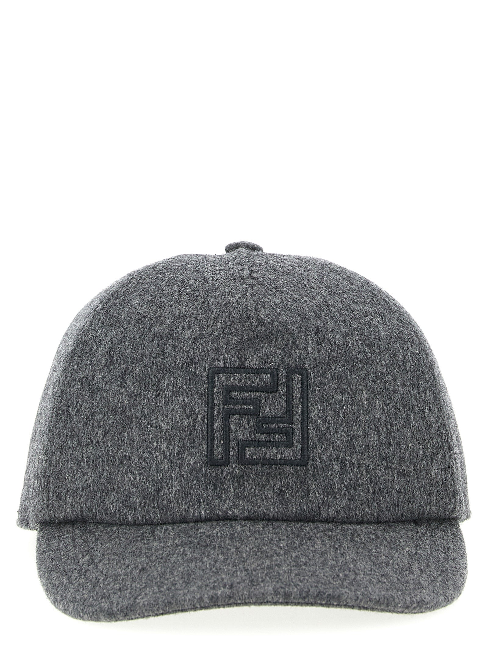 Fendi Gray Wool Cashmere Baseball Hat