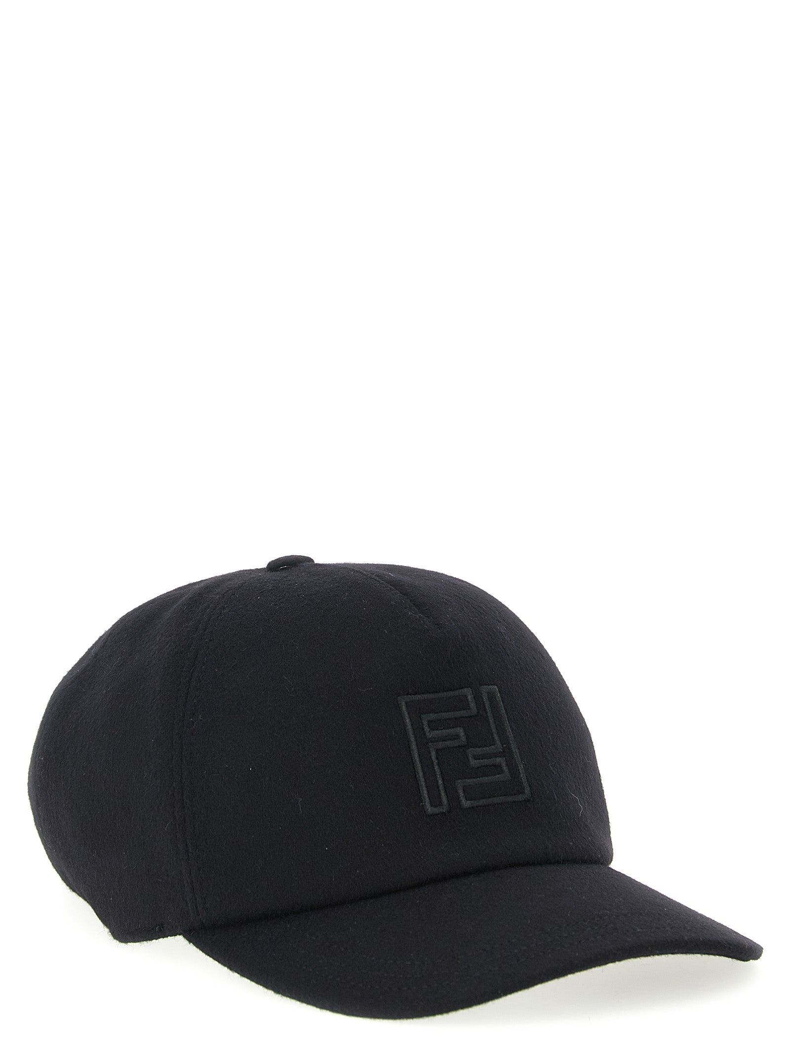 Fendi Black Wool Cashmere Baseball Hat