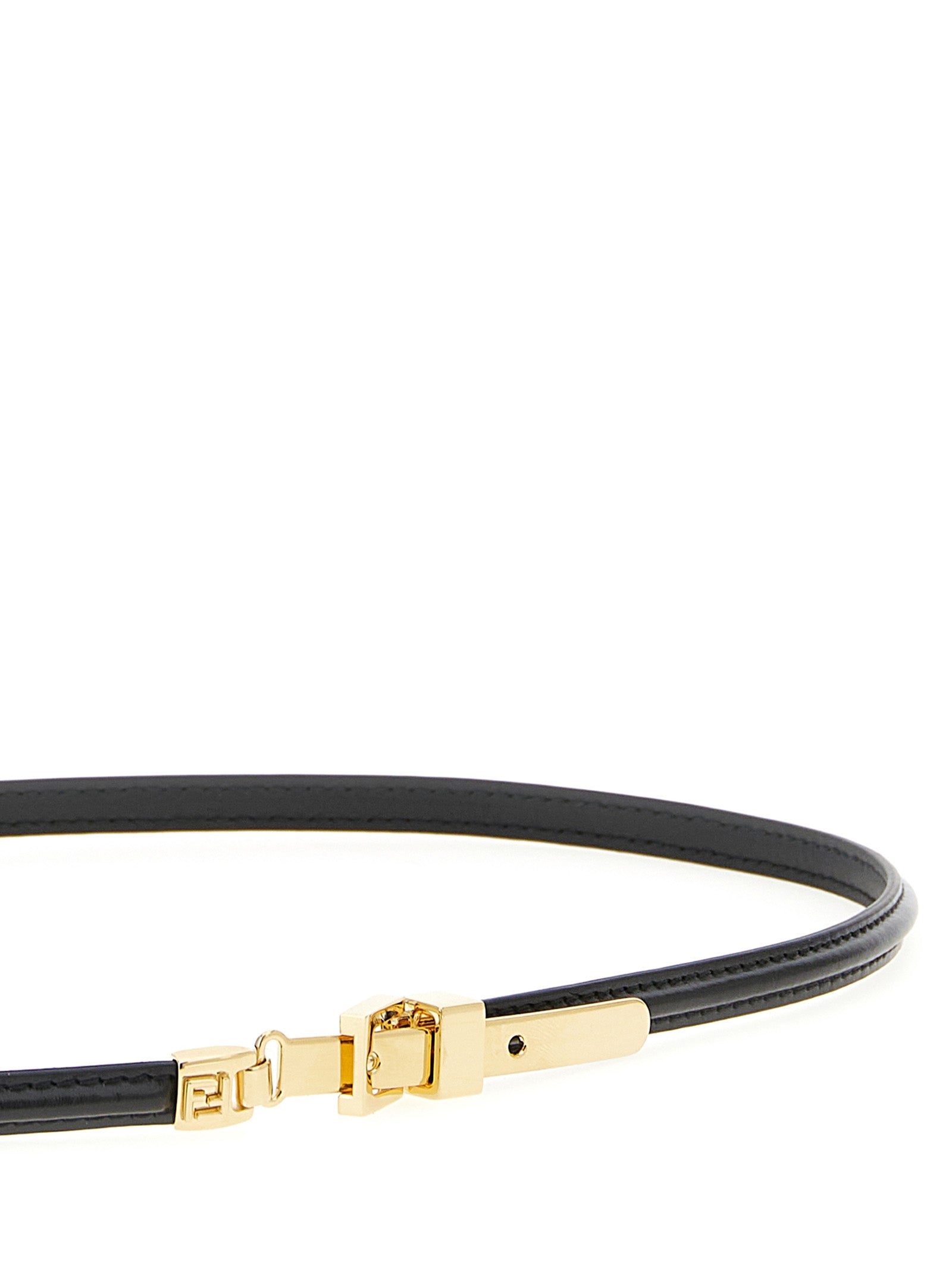 Fendi Black Thin Leather Belt