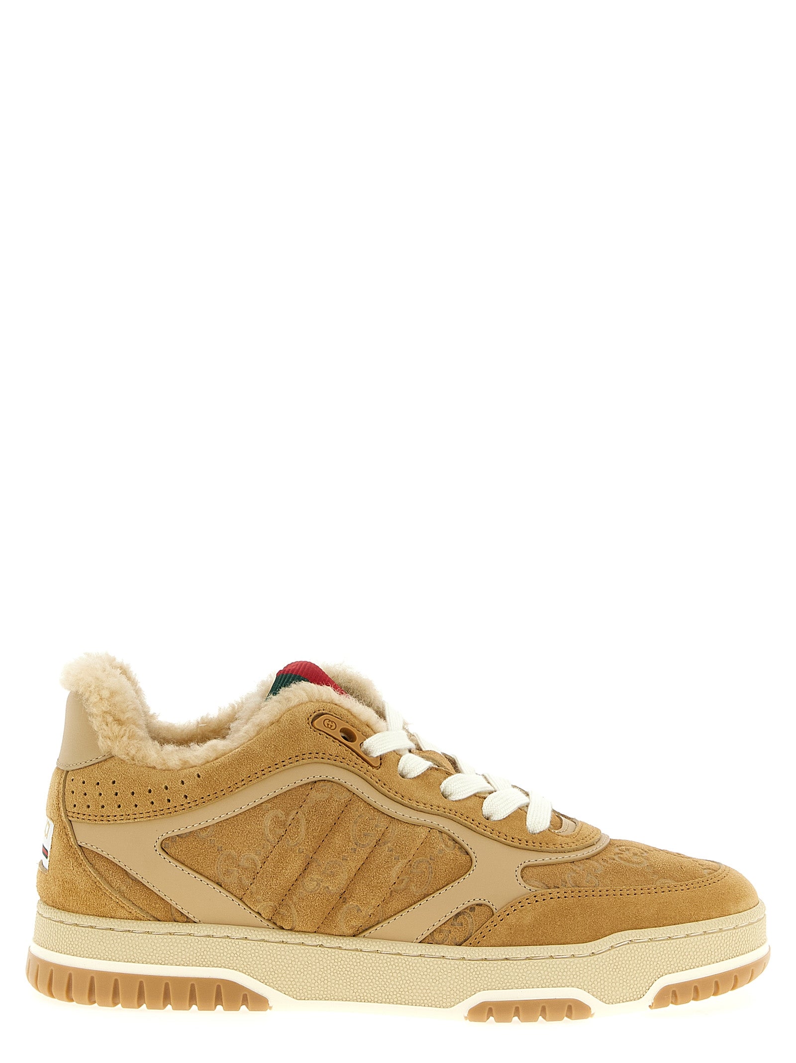 Gucci Beige Re-Web Athletic Sneakers Calf Leather
