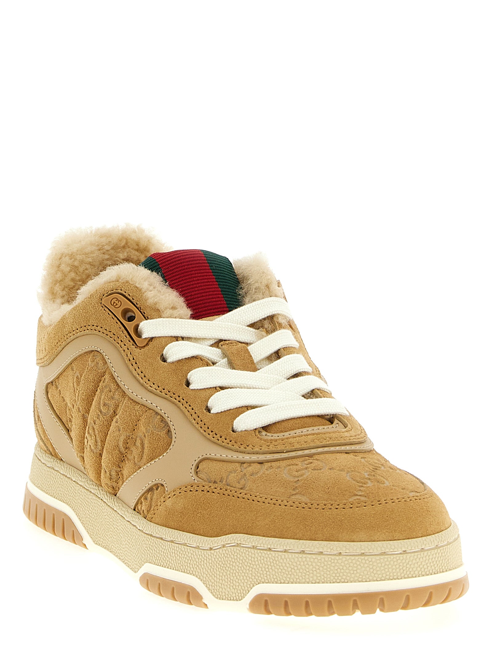 Gucci Beige Re-Web Athletic Sneakers Calf Leather