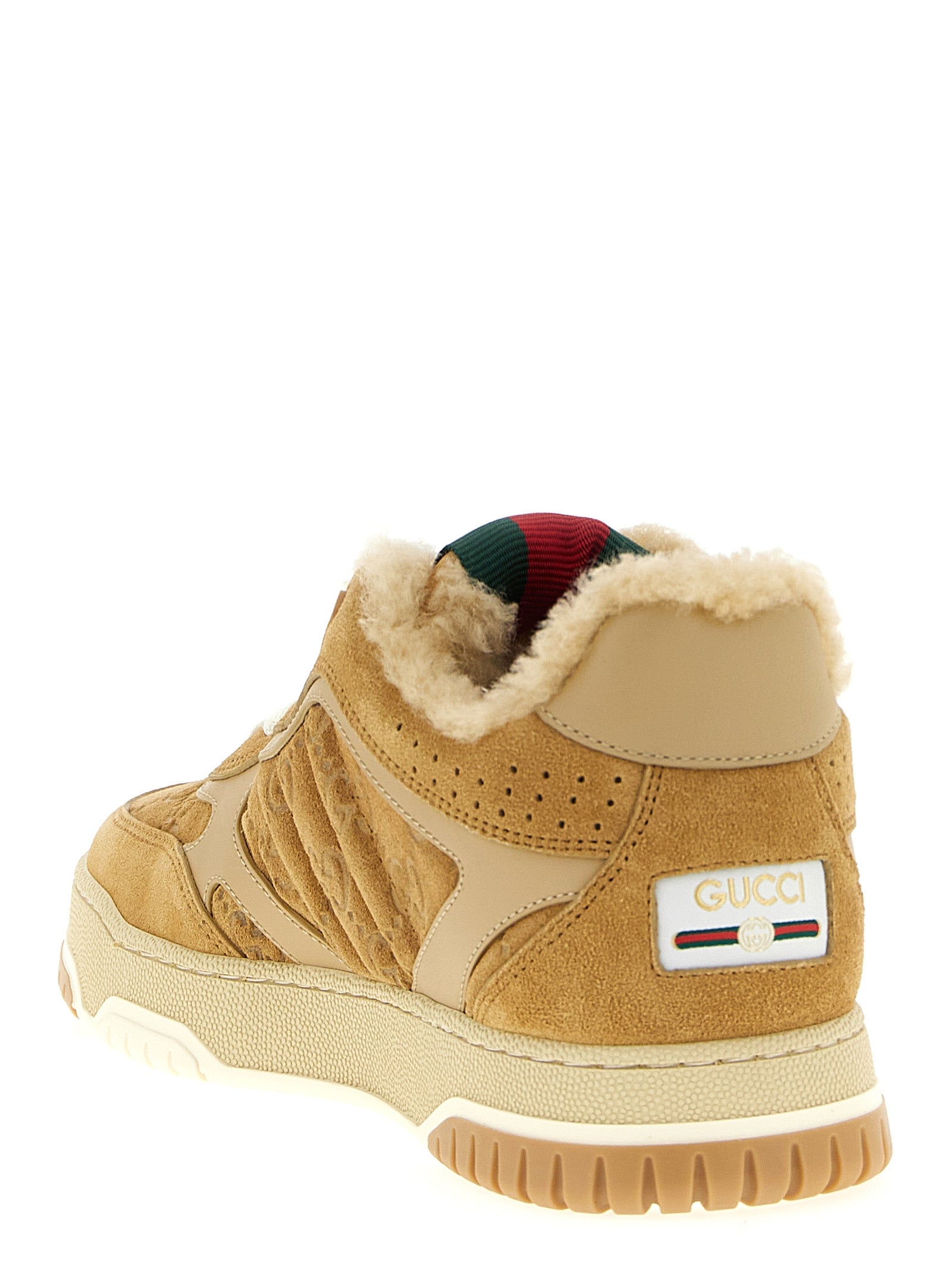 Gucci Beige Re-Web Athletic Sneakers Calf Leather