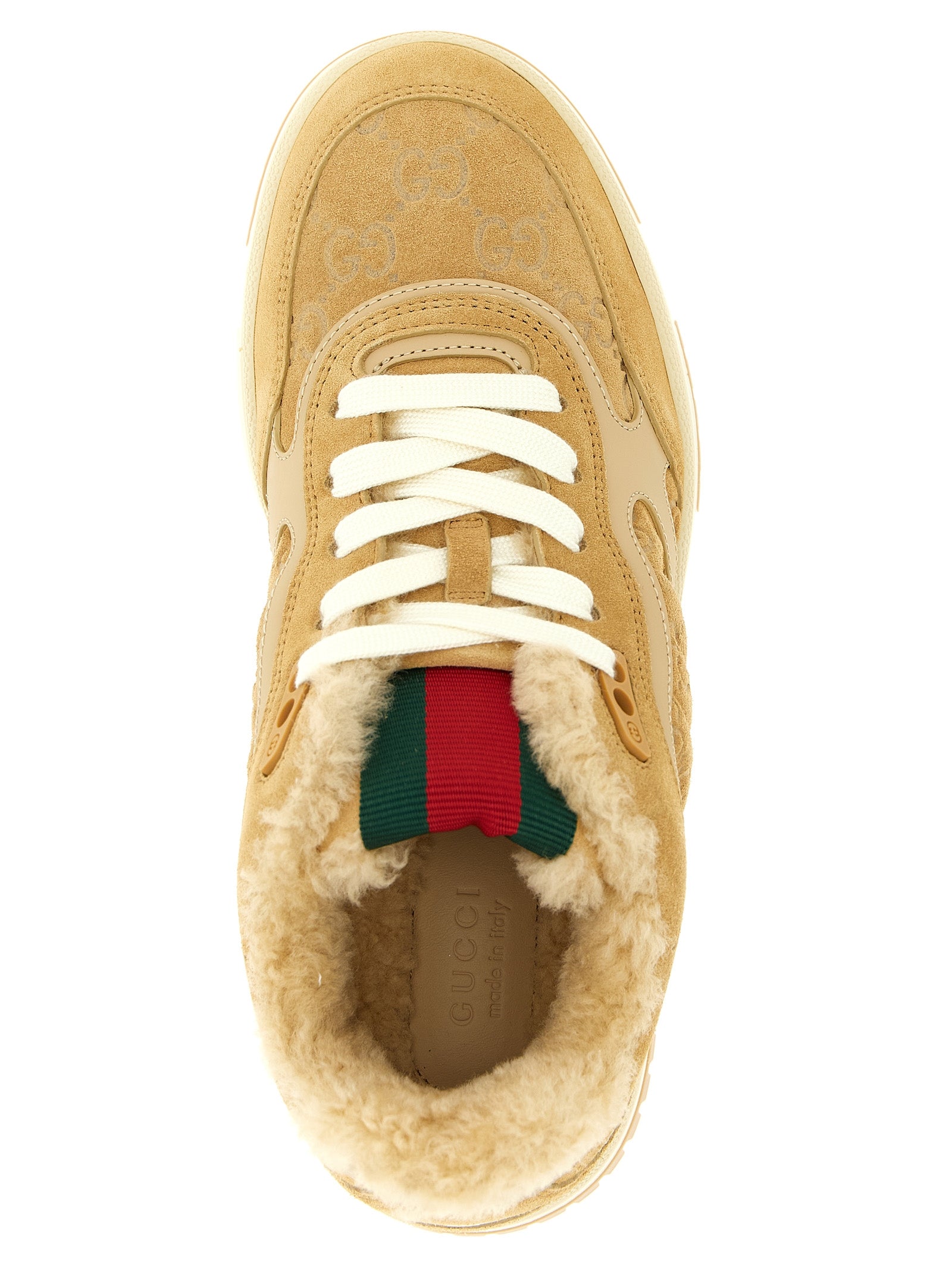 Gucci Beige Re-Web Athletic Sneakers Calf Leather