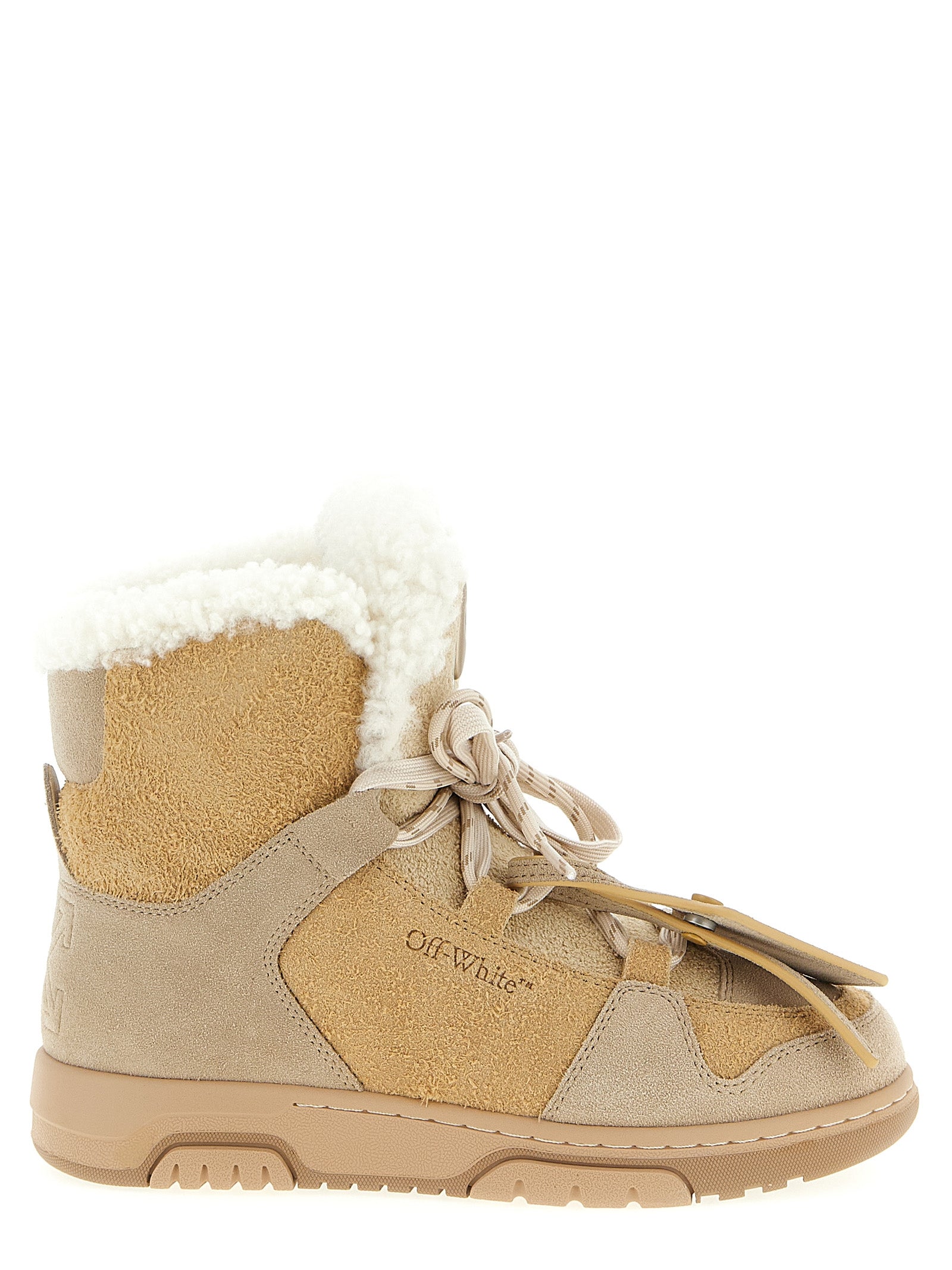 Off-White Beige Winter Ankle Boots Leather