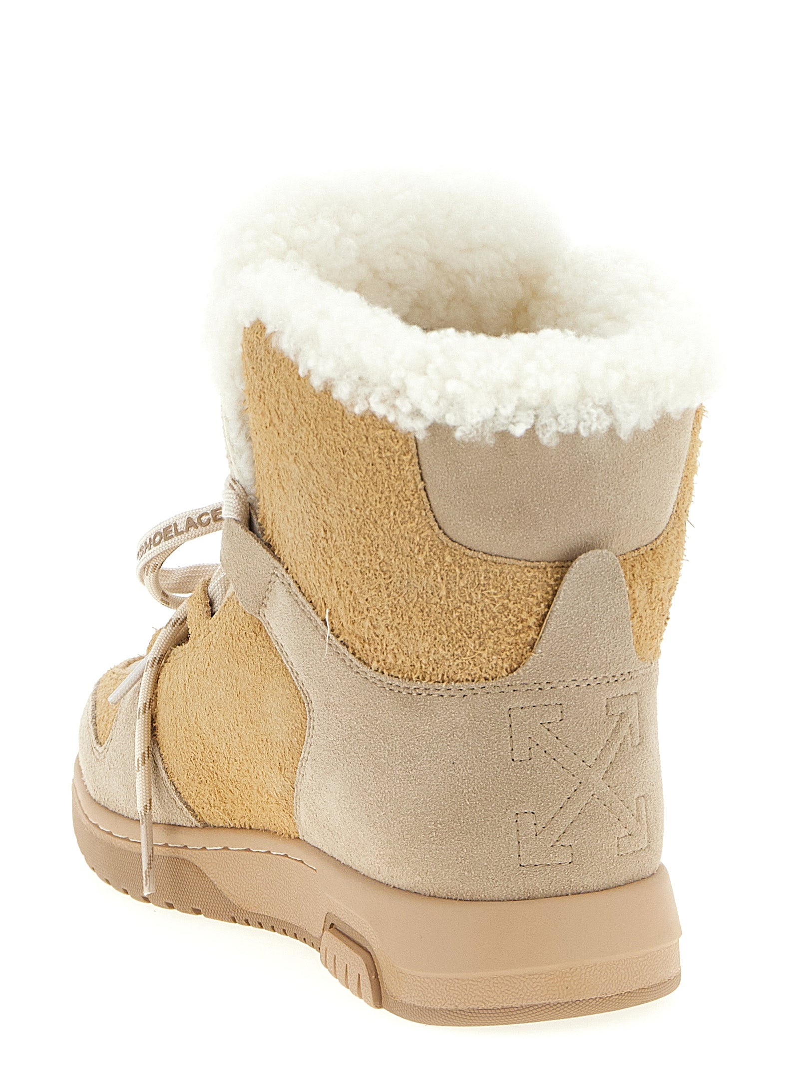 Off-White Beige Winter Ankle Boots Leather