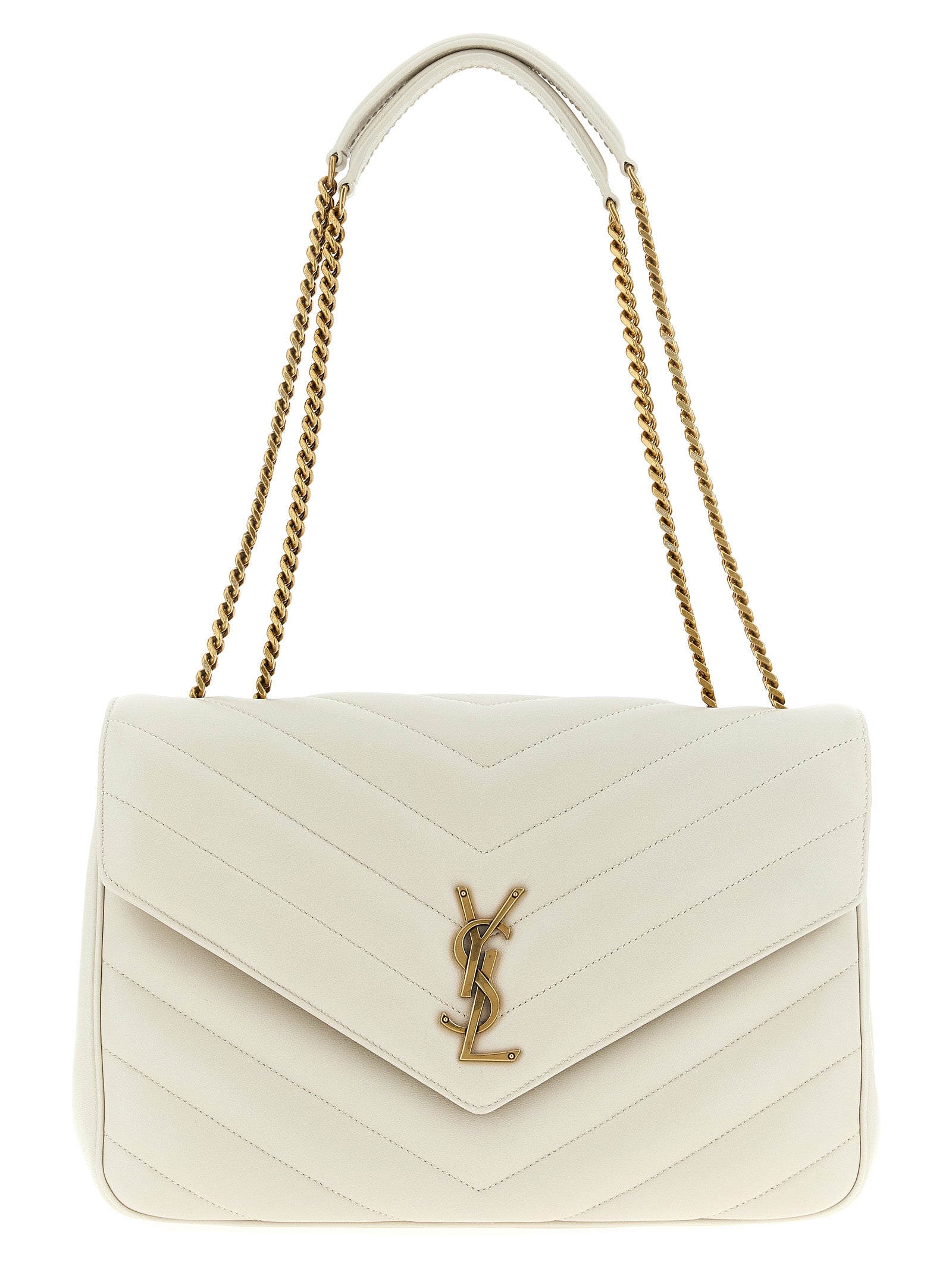 Saint Laurent Beige LouLou Large Lambskin Shoulder Bag