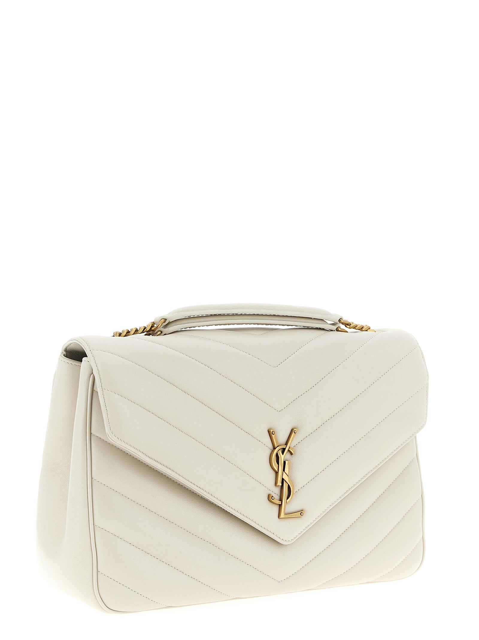 Saint Laurent Beige LouLou Large Lambskin Shoulder Bag