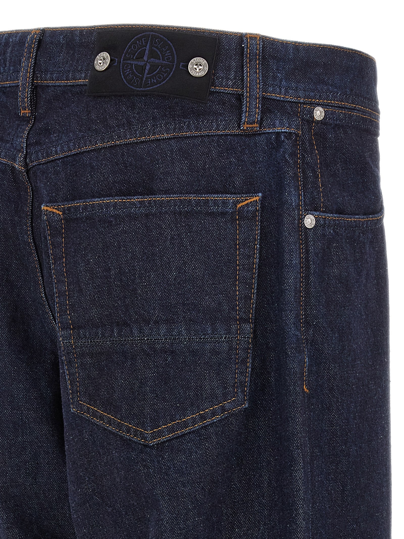 Stone Island Blue Indigo Denim Straight-Leg Jeans Cotton