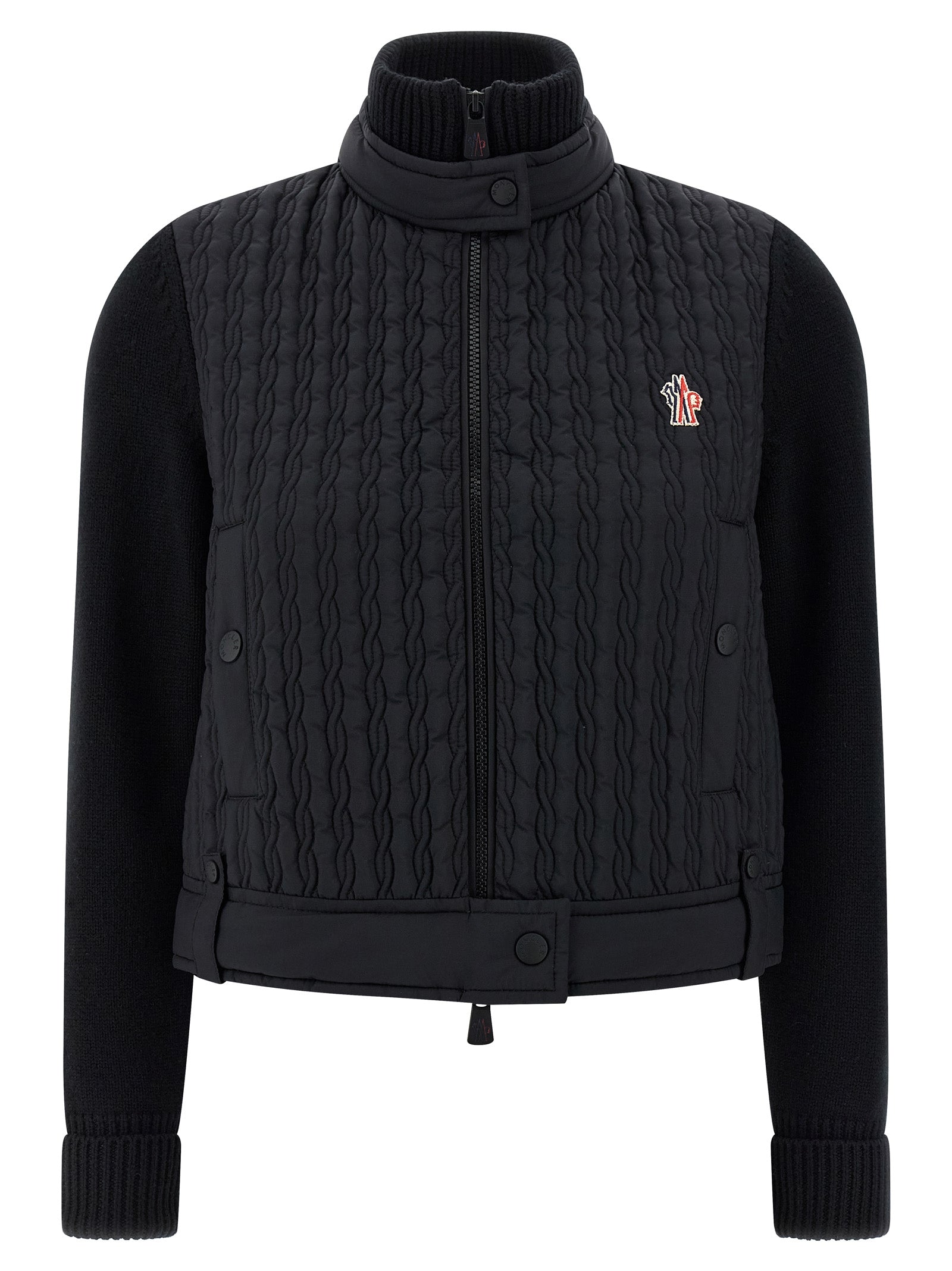 Moncler Grenoble Black Tricot Nylon Cardigan