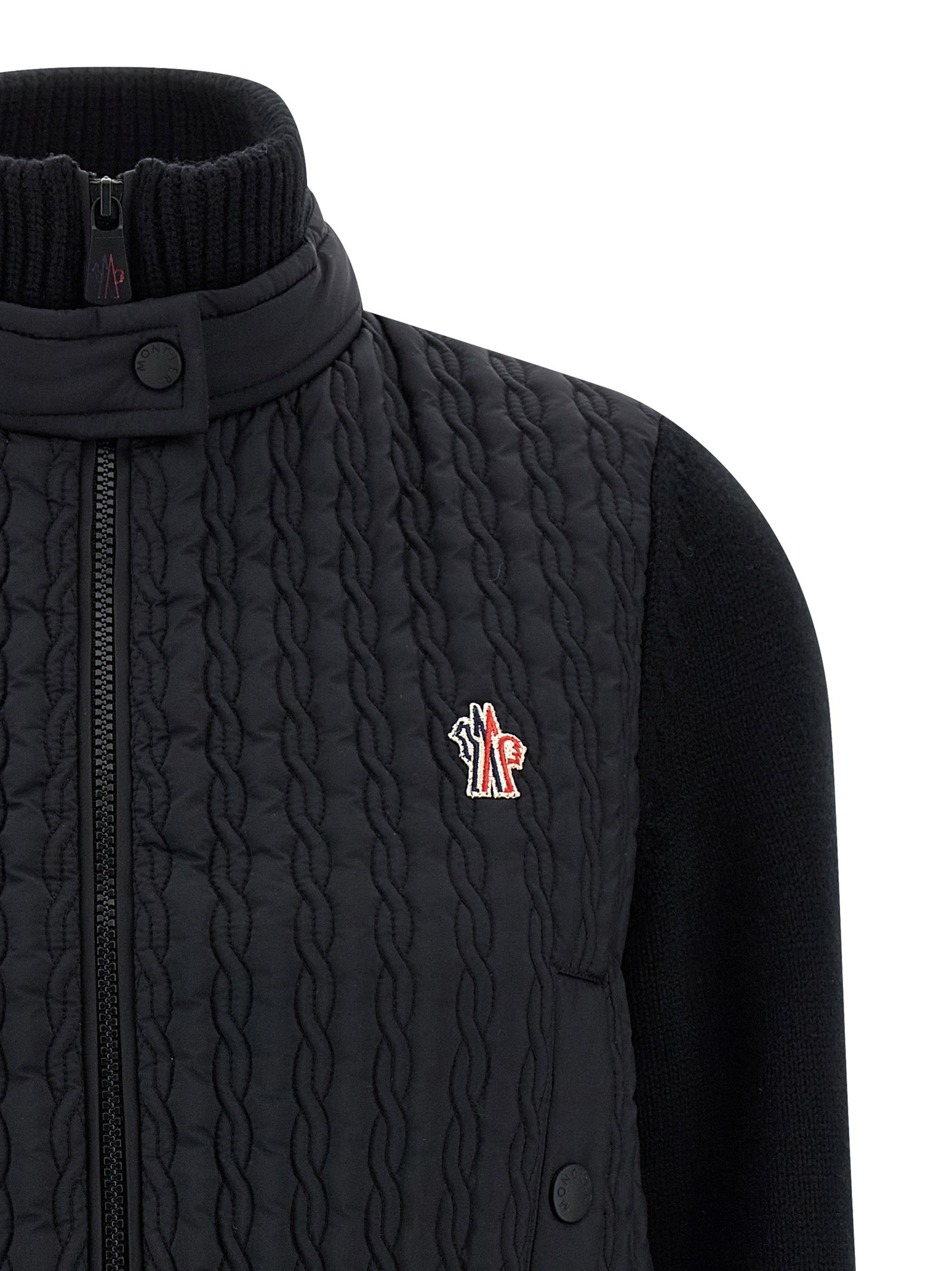 Moncler Grenoble Black Tricot Nylon Cardigan