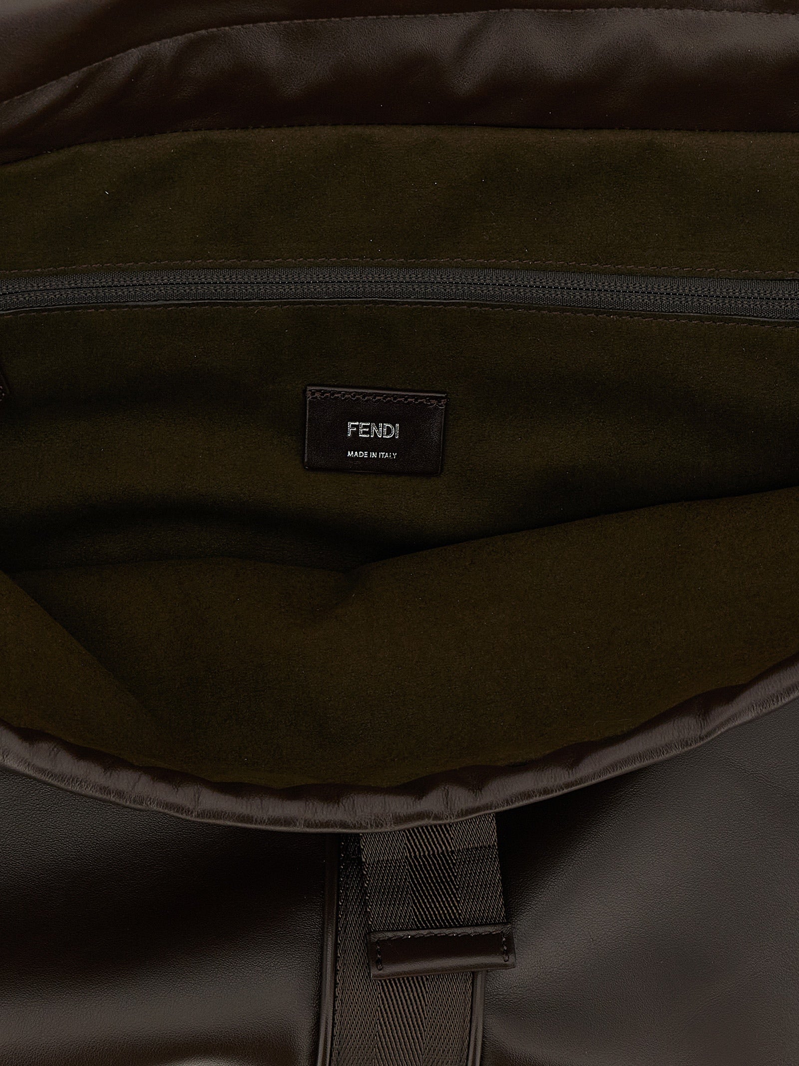 Fendi Brown Flux Maxi Messenger Handbag Calf Leather