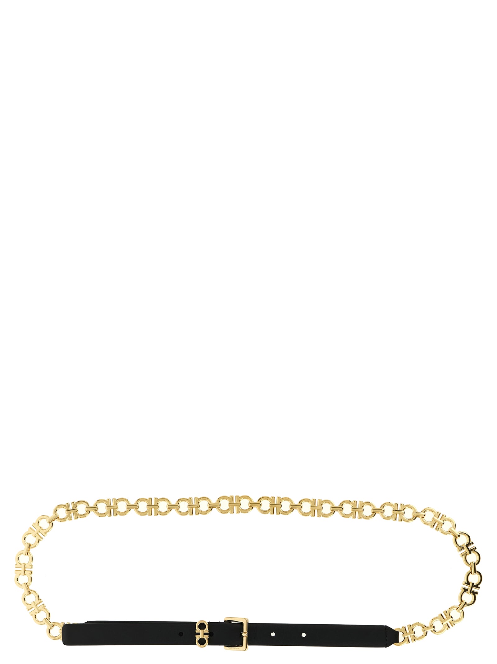 Ferragamo Black Gancini Belt Calf Leather