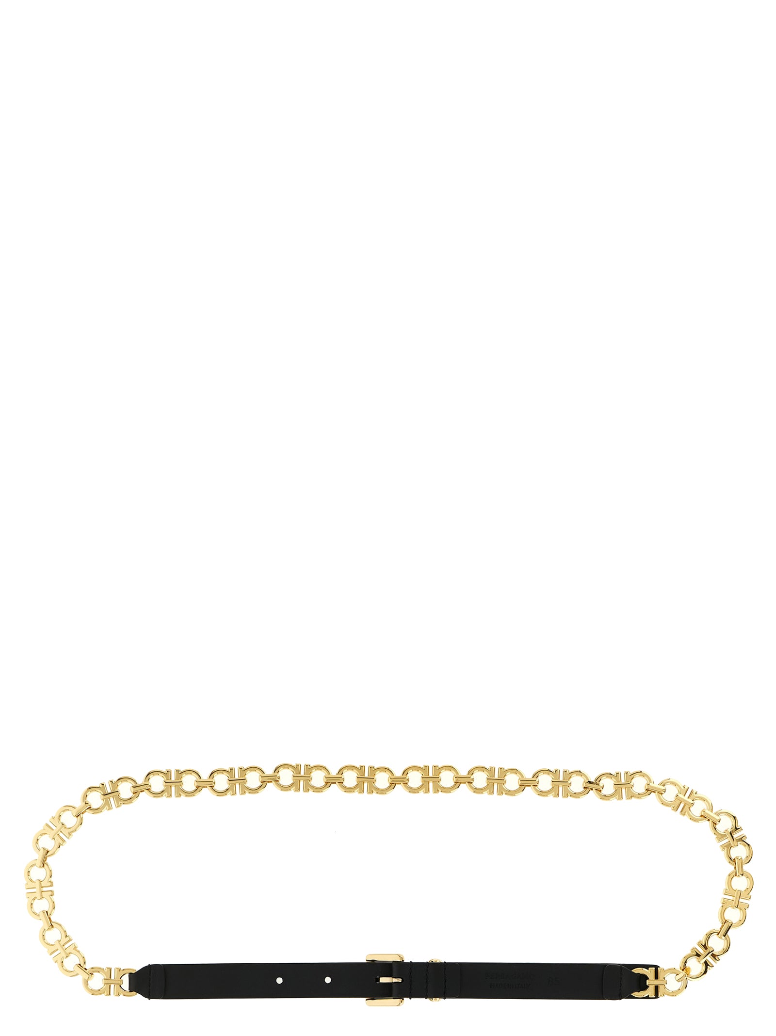 Ferragamo Black Gancini Belt Calf Leather