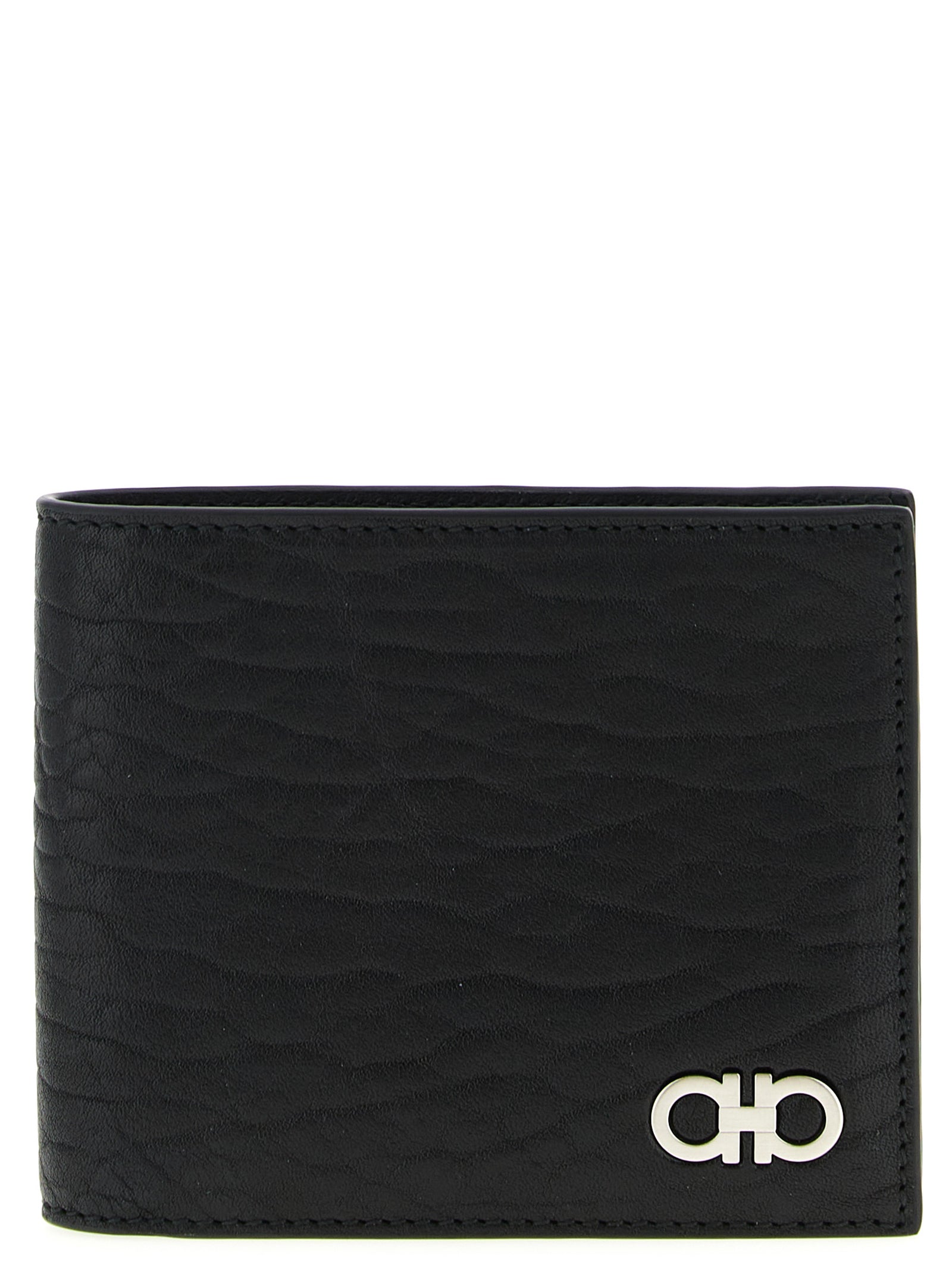 Ferragamo Black Gancini Calf Leather Wallet
