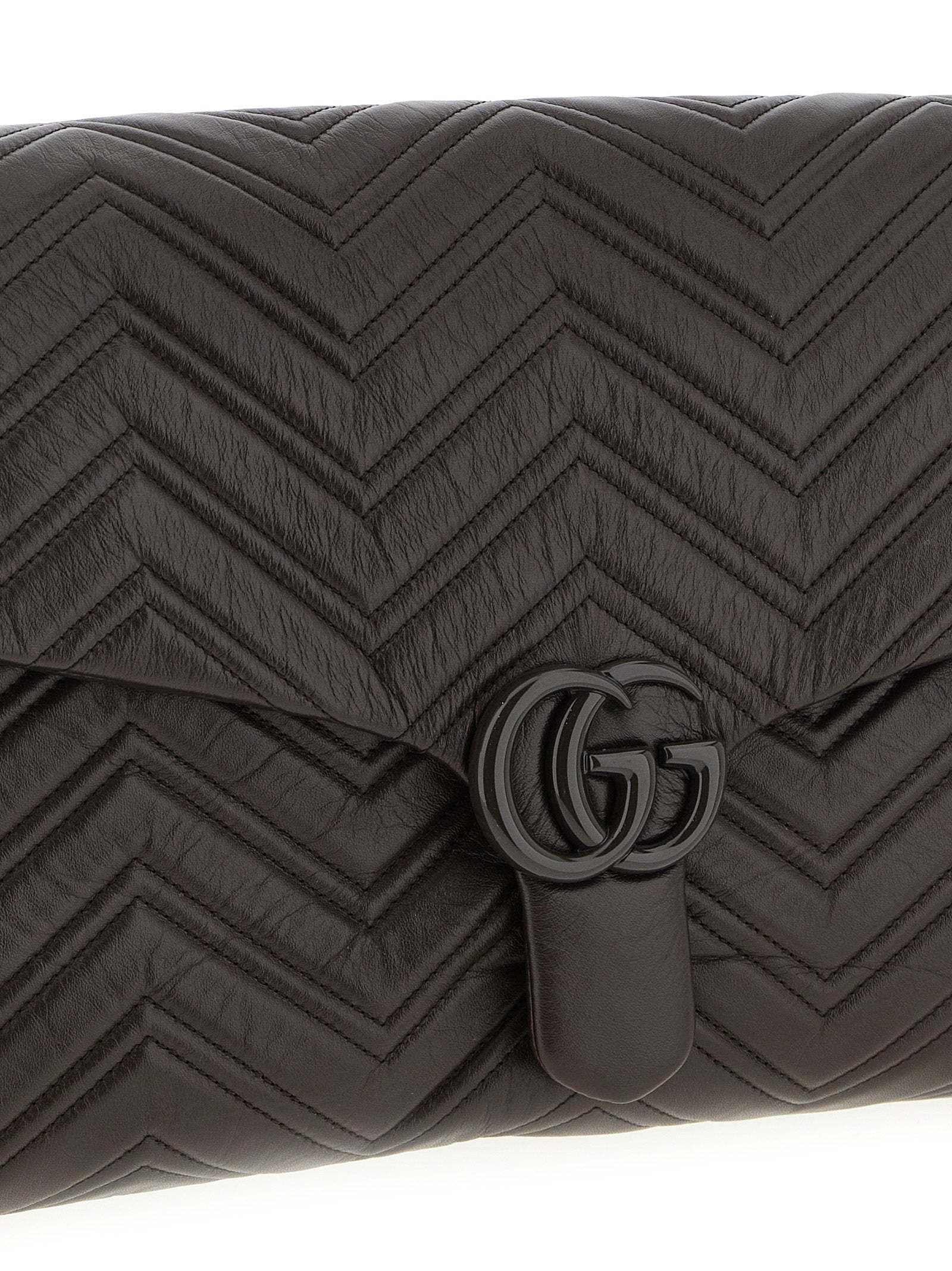 Gucci Brown GG Marmont Large Shoulder Bag Leather
