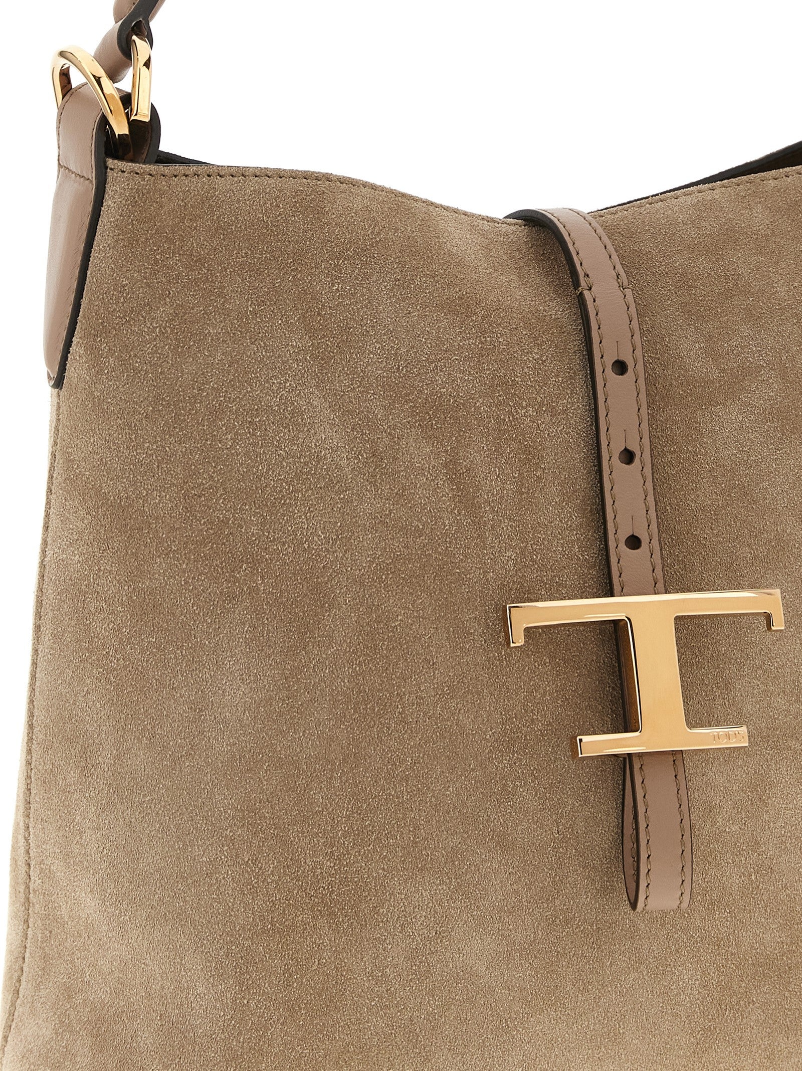 Tod’s Beige T Timeless Mini Bucket Leather Bag