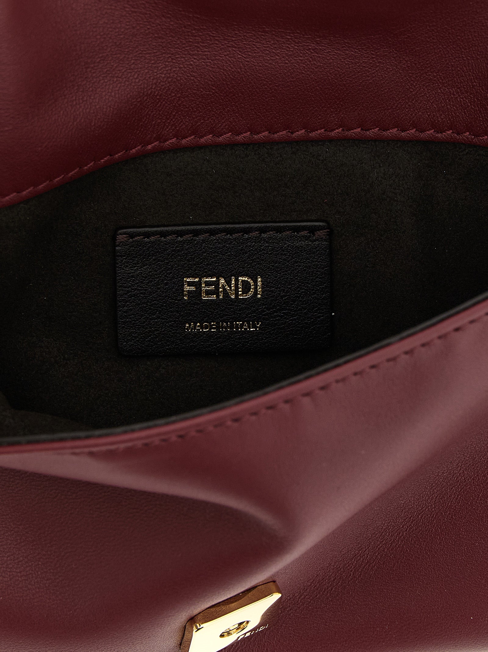 Fendi Bordeaux Mamma Baguette Lambskin Clutch Bag