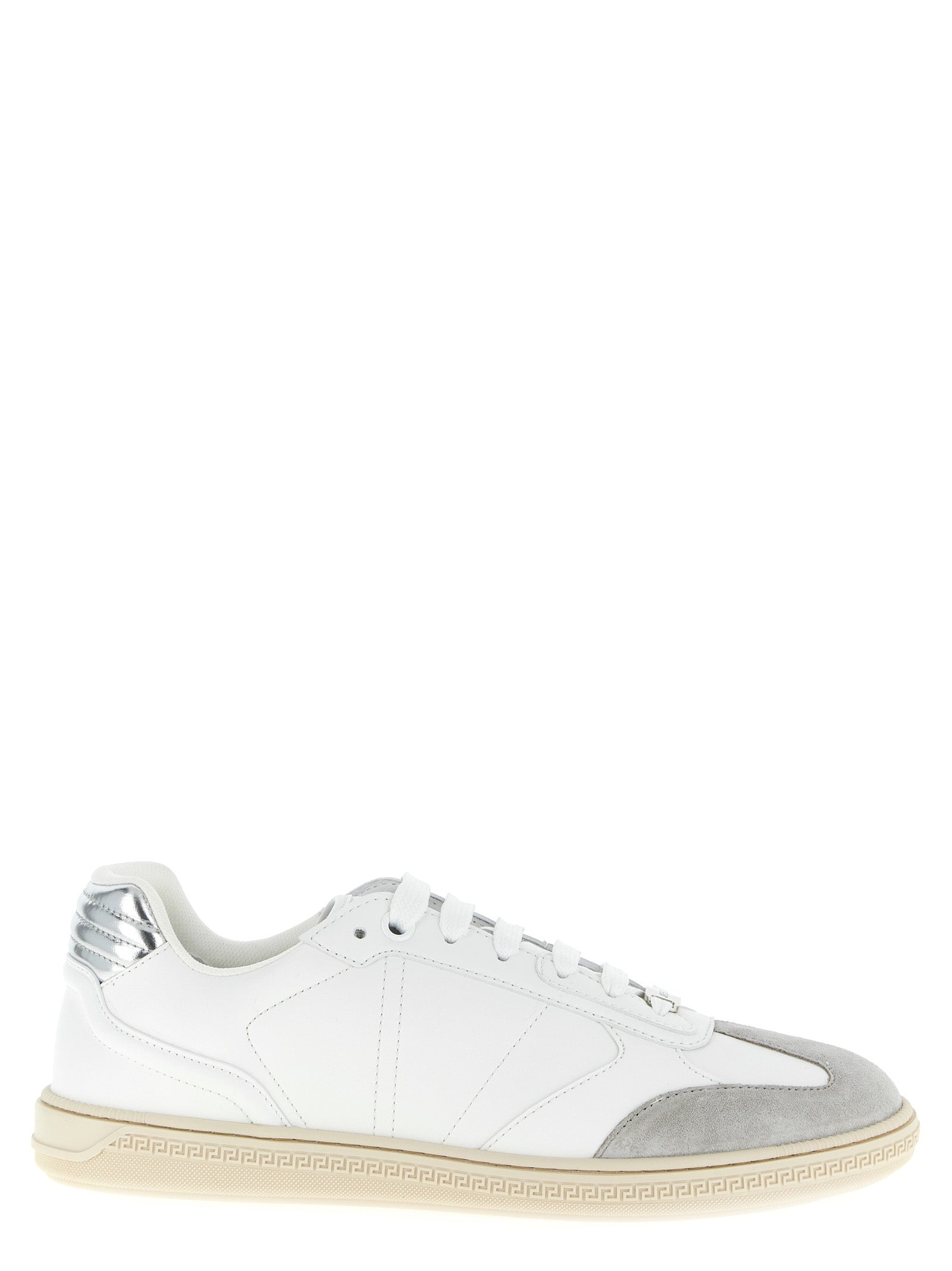 Versace White Greca Court Low Top Sneakers Calf Leather