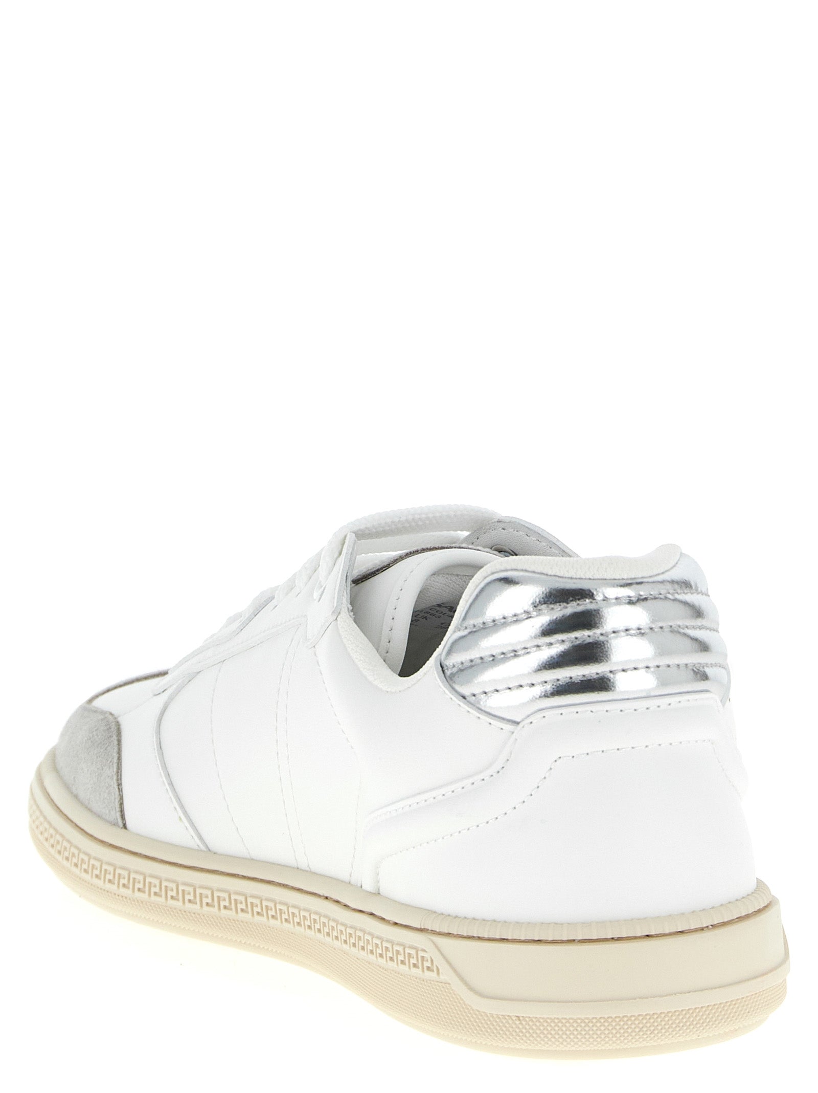Versace White Greca Court Low Top Sneakers Calf Leather