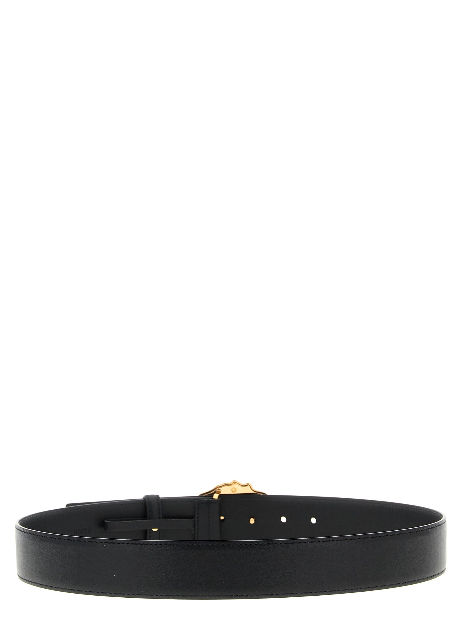 VERSACE Black Medusa Gold Buckle Leather Belt