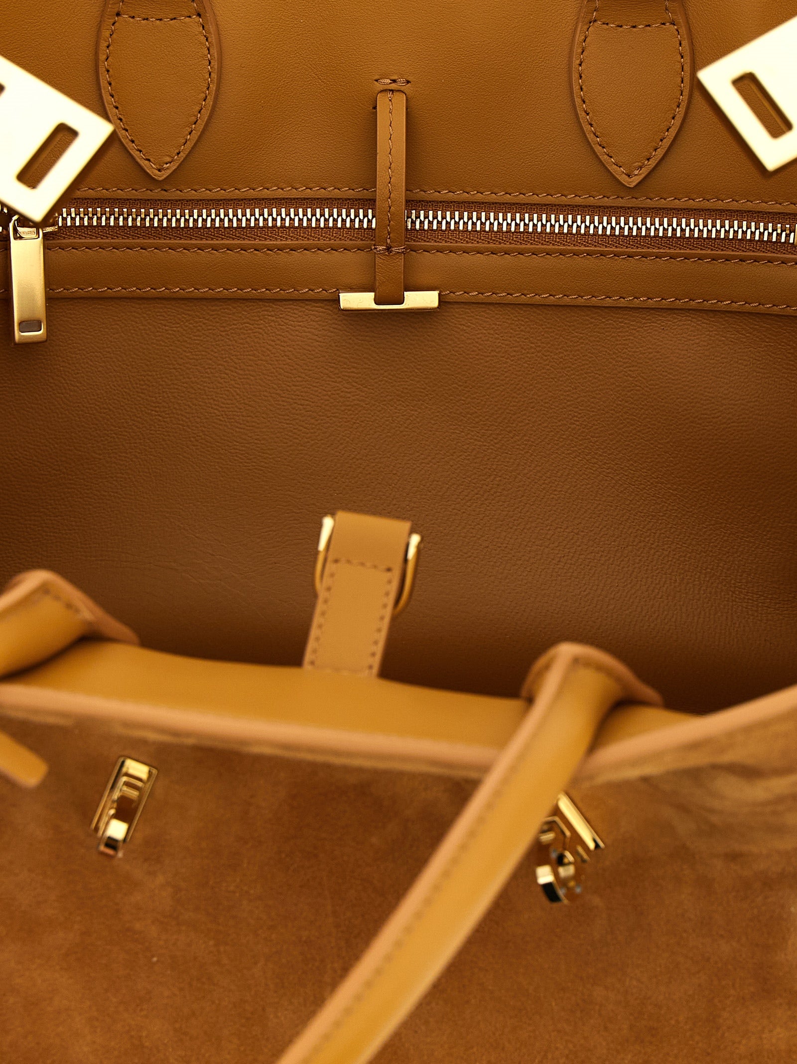 Ferragamo Beige Hug Th S Suede Handbag Leather