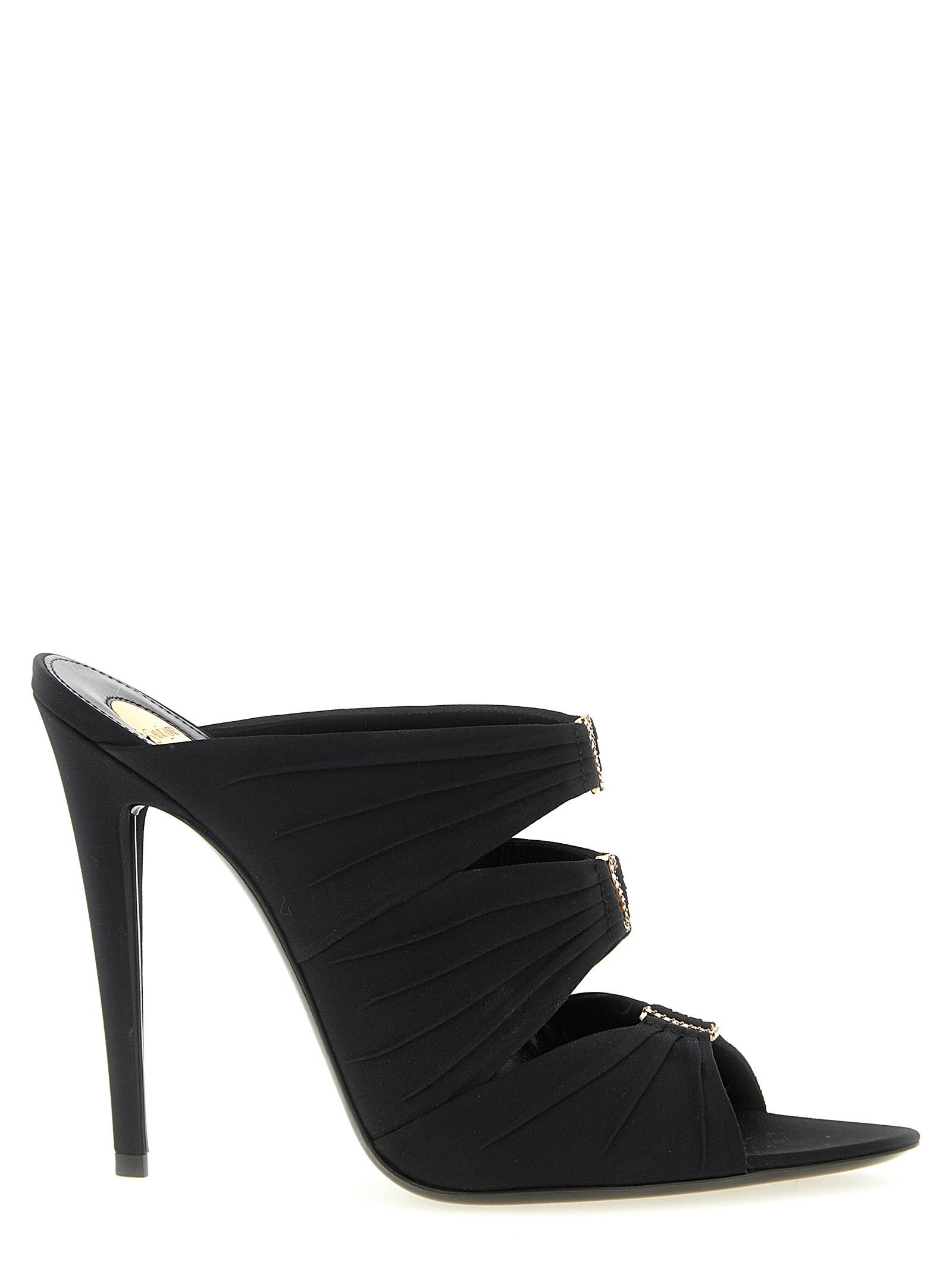 Saint Laurent Black Emilie Viscose Stiletto Heel Sandals