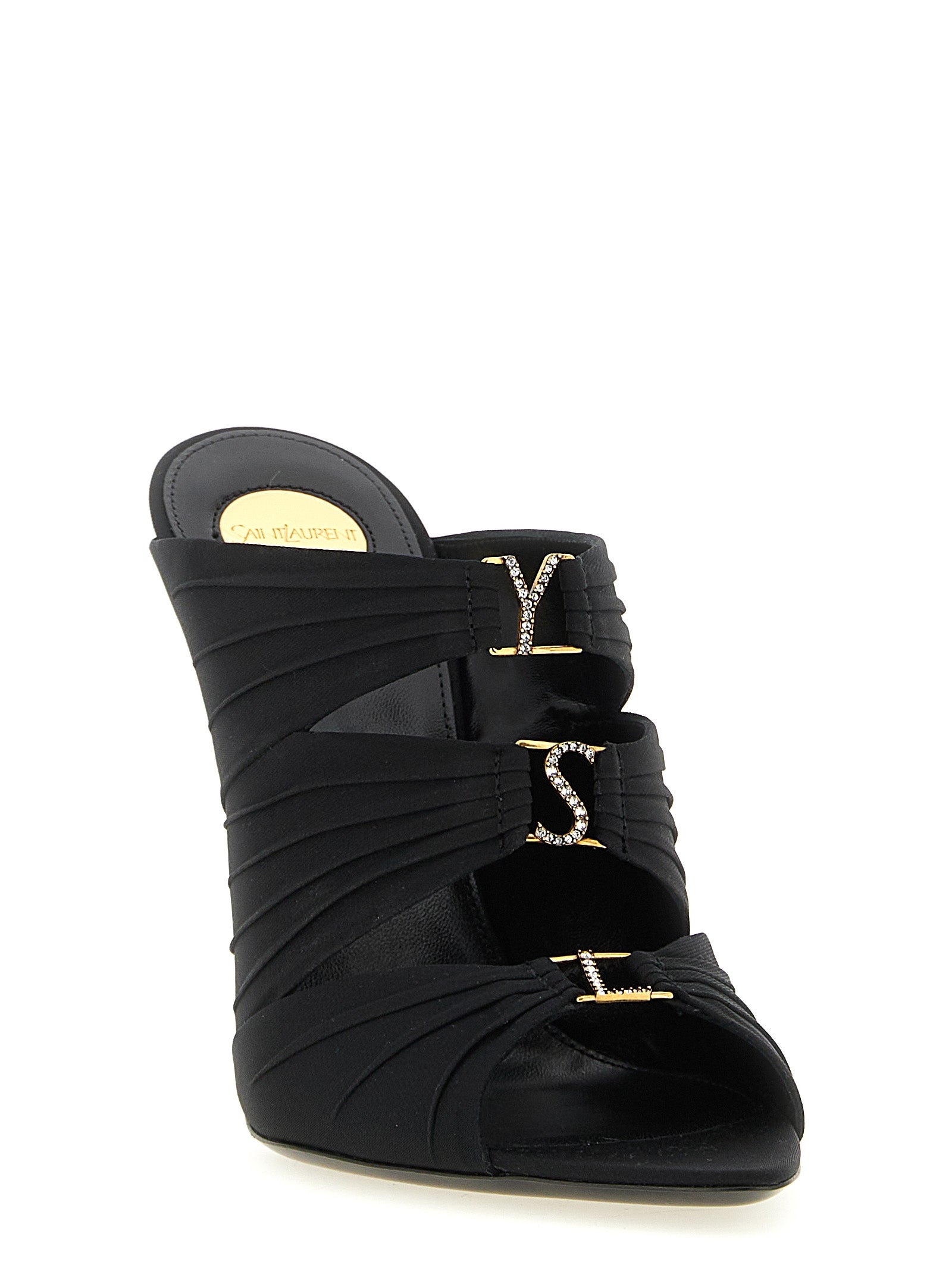 Saint Laurent Black Emilie Viscose Stiletto Heel Sandals