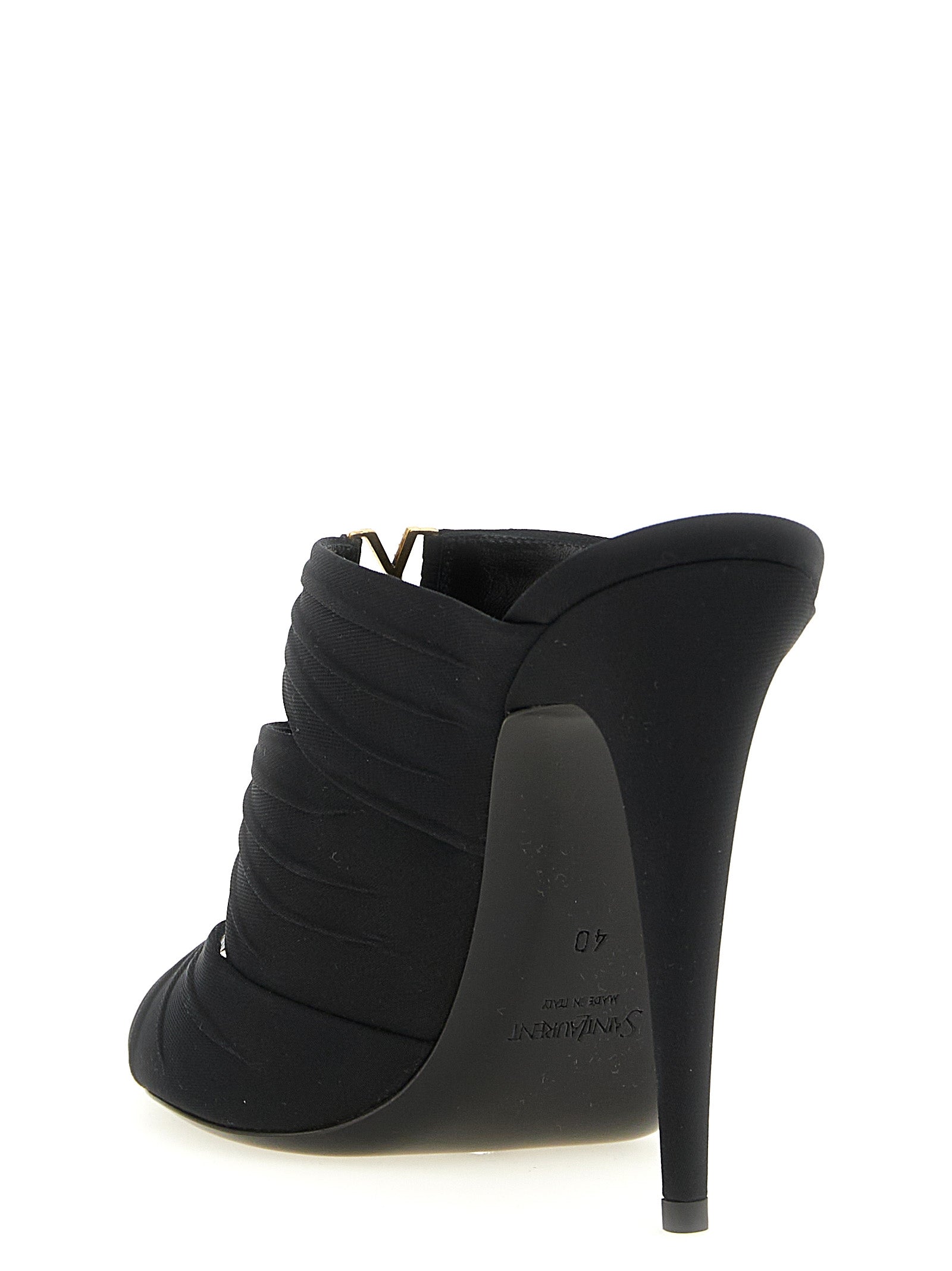 Saint Laurent Black Emilie Viscose Stiletto Heel Sandals