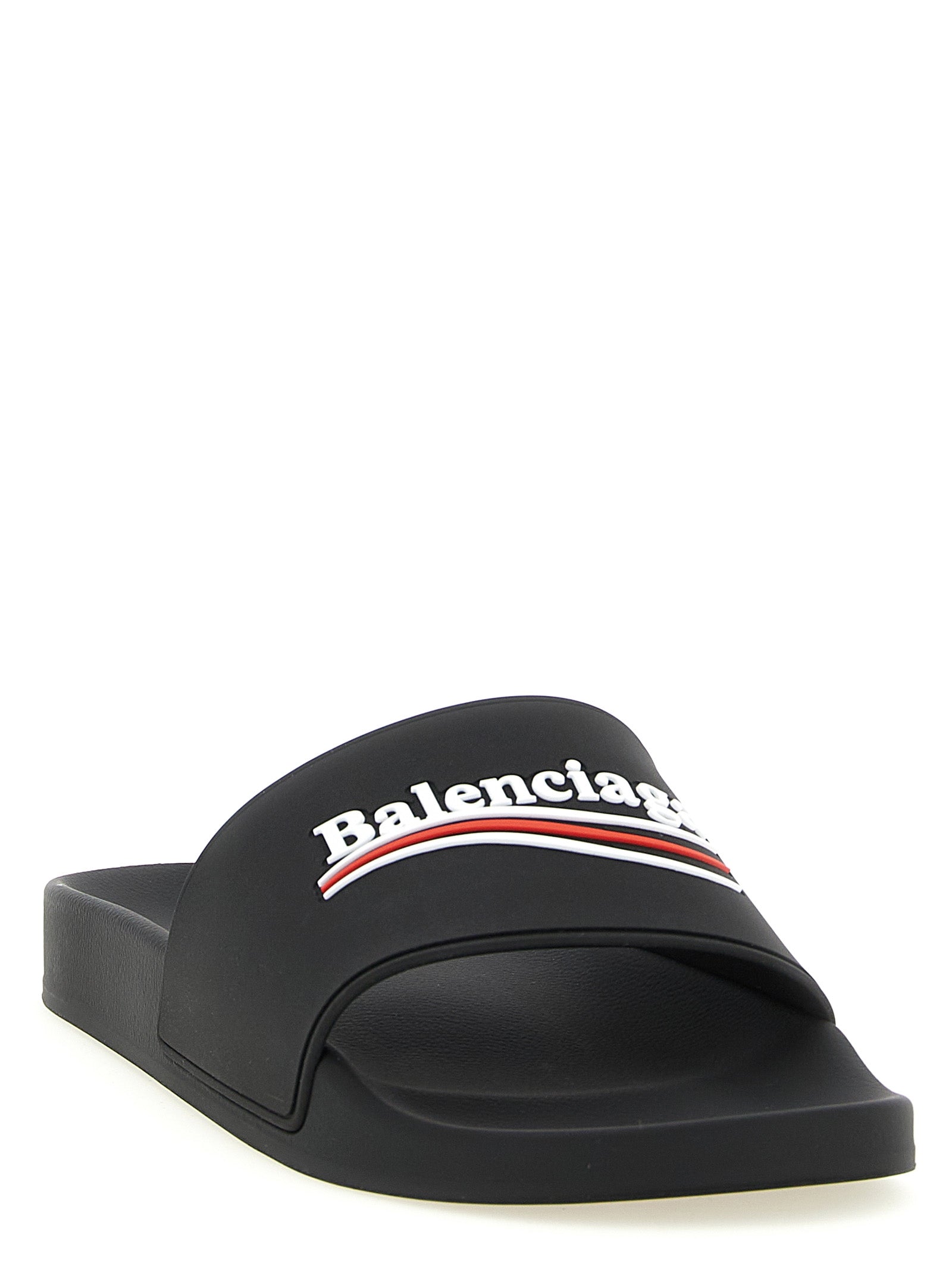 Balenciaga Black Pool Synthetic Slides