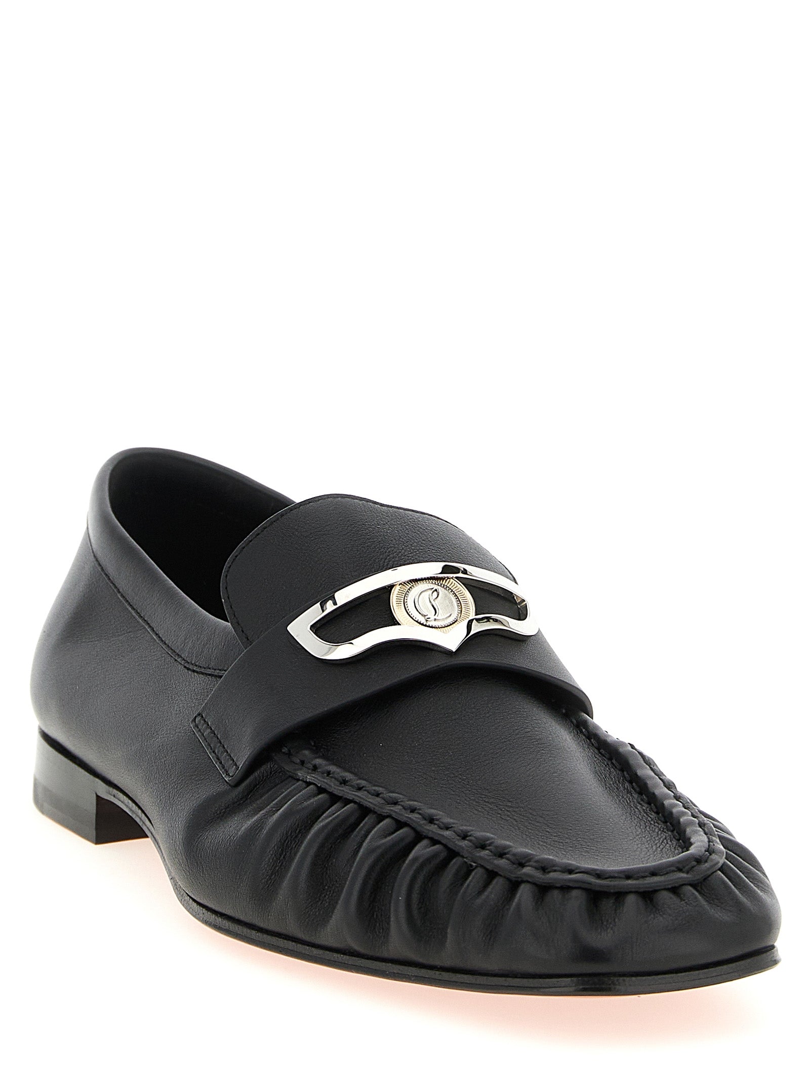 Christian Louboutin Black Mocallista Slip-On Loafers Leather