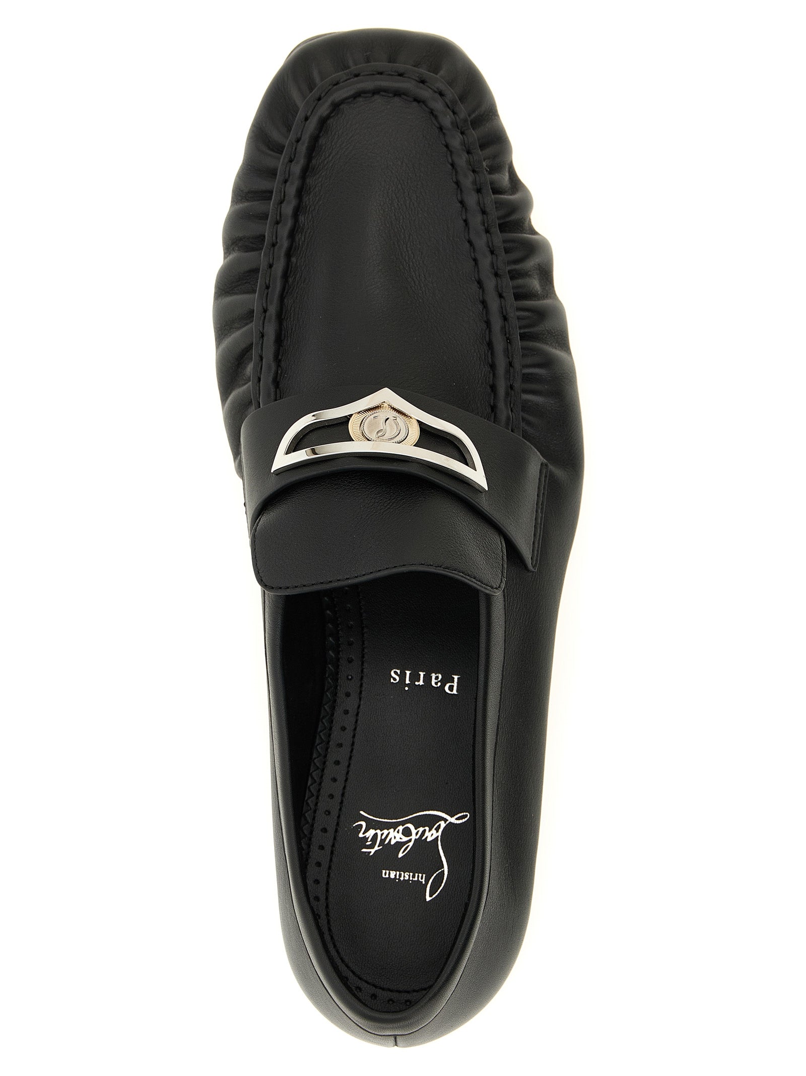 Christian Louboutin Black Mocallista Slip-On Loafers Leather