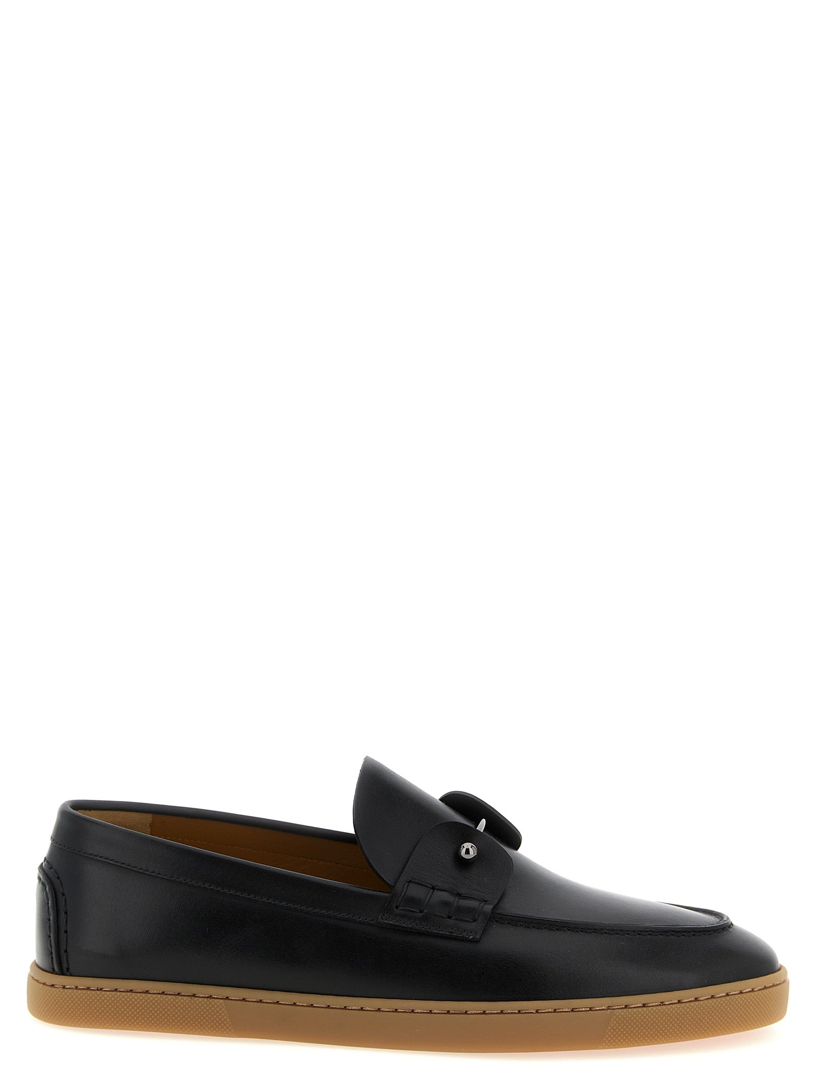 Christian Louboutin Black Chambeliboat Slip-On Loafers Leather
