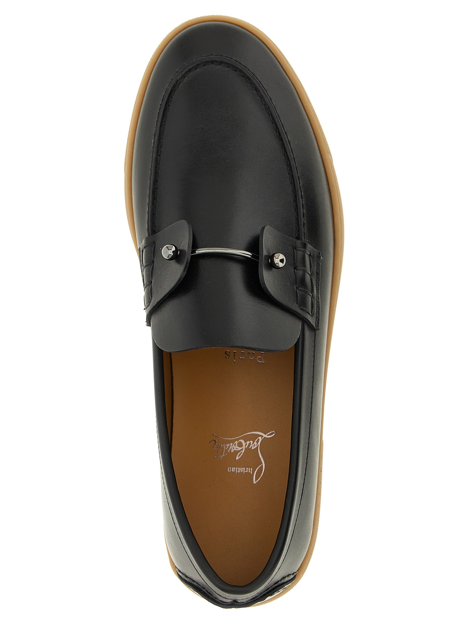 Christian Louboutin Black Chambeliboat Slip-On Loafers Leather
