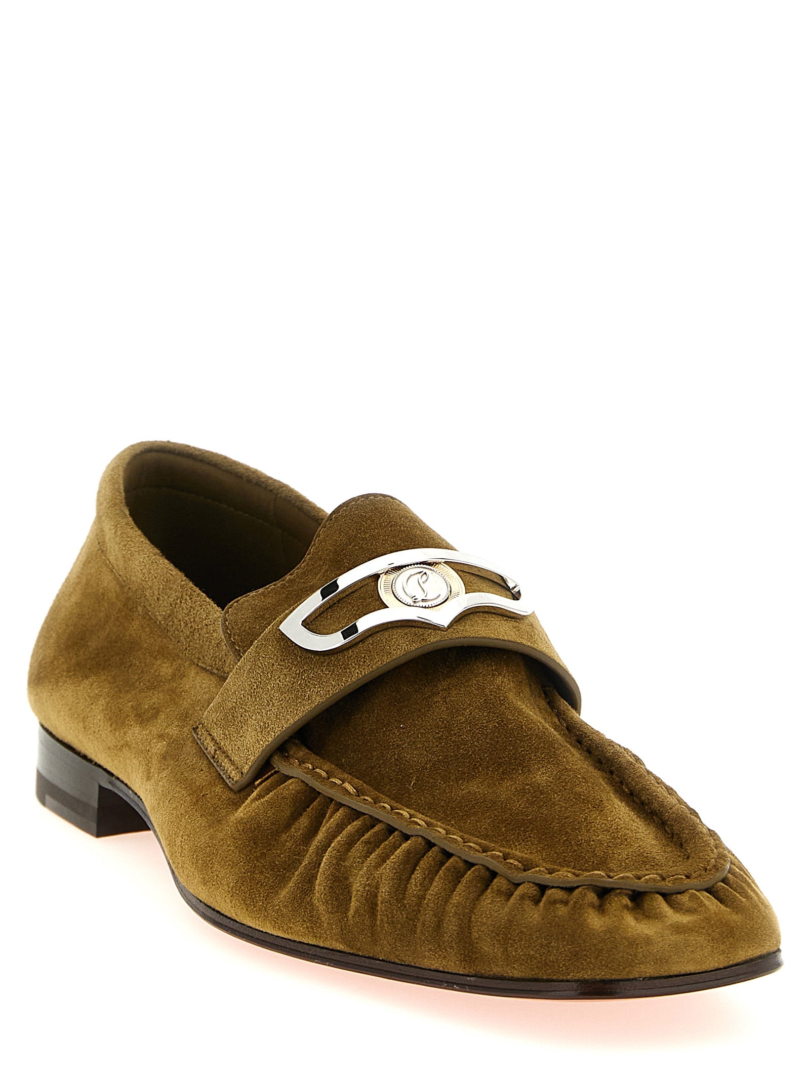 Christian Louboutin Brown Mocallista Slip-On Loafers Calf Leather