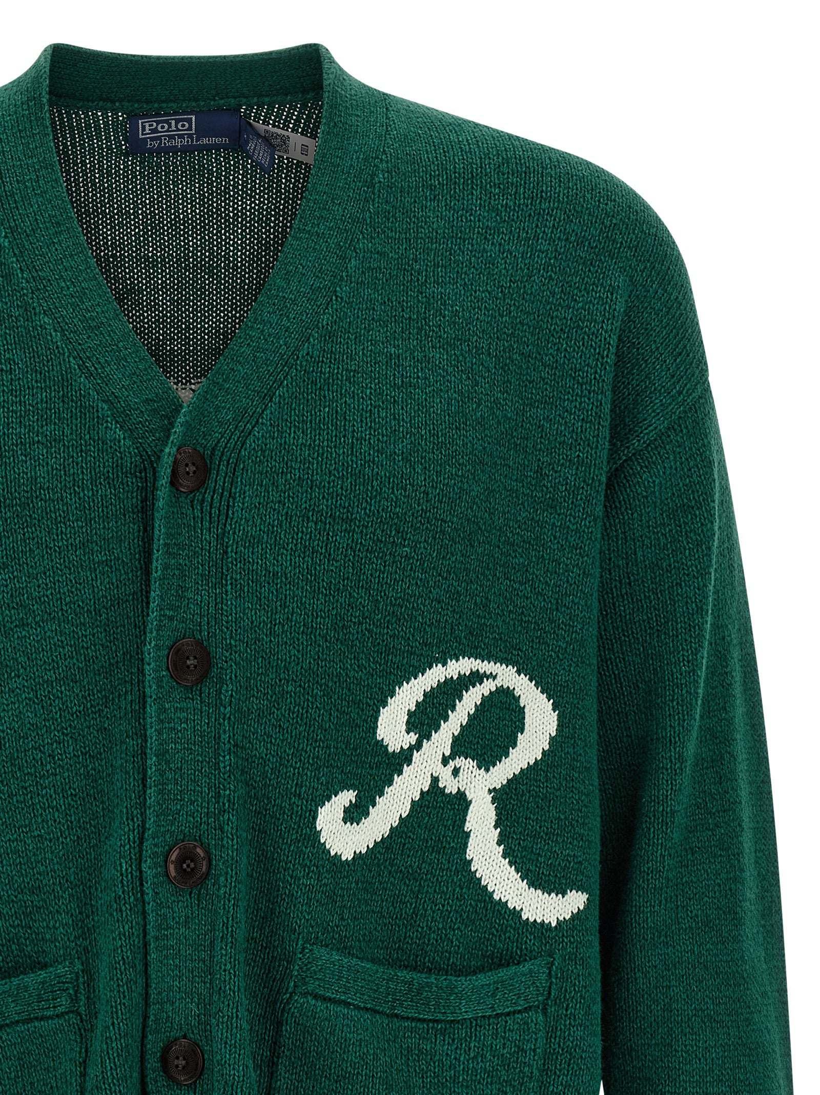 Polo Ralph Lauren Green Linen Cotton Bicolor Cardigan