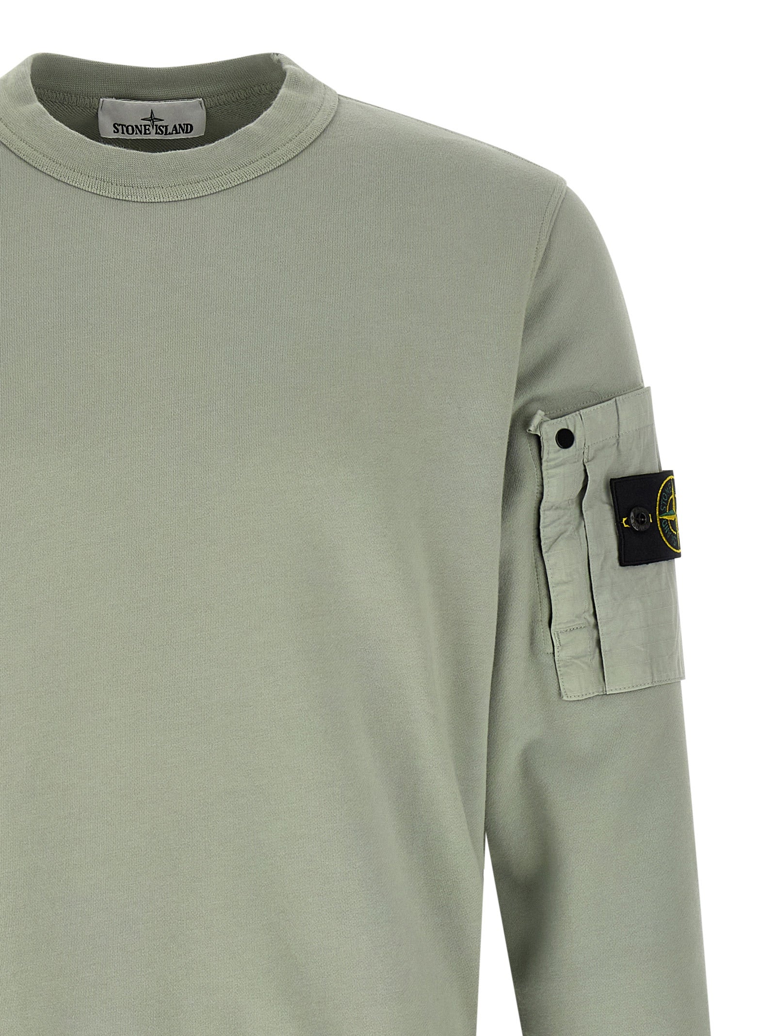 Stone Island Green Bicolor Cotton Sweatshirt