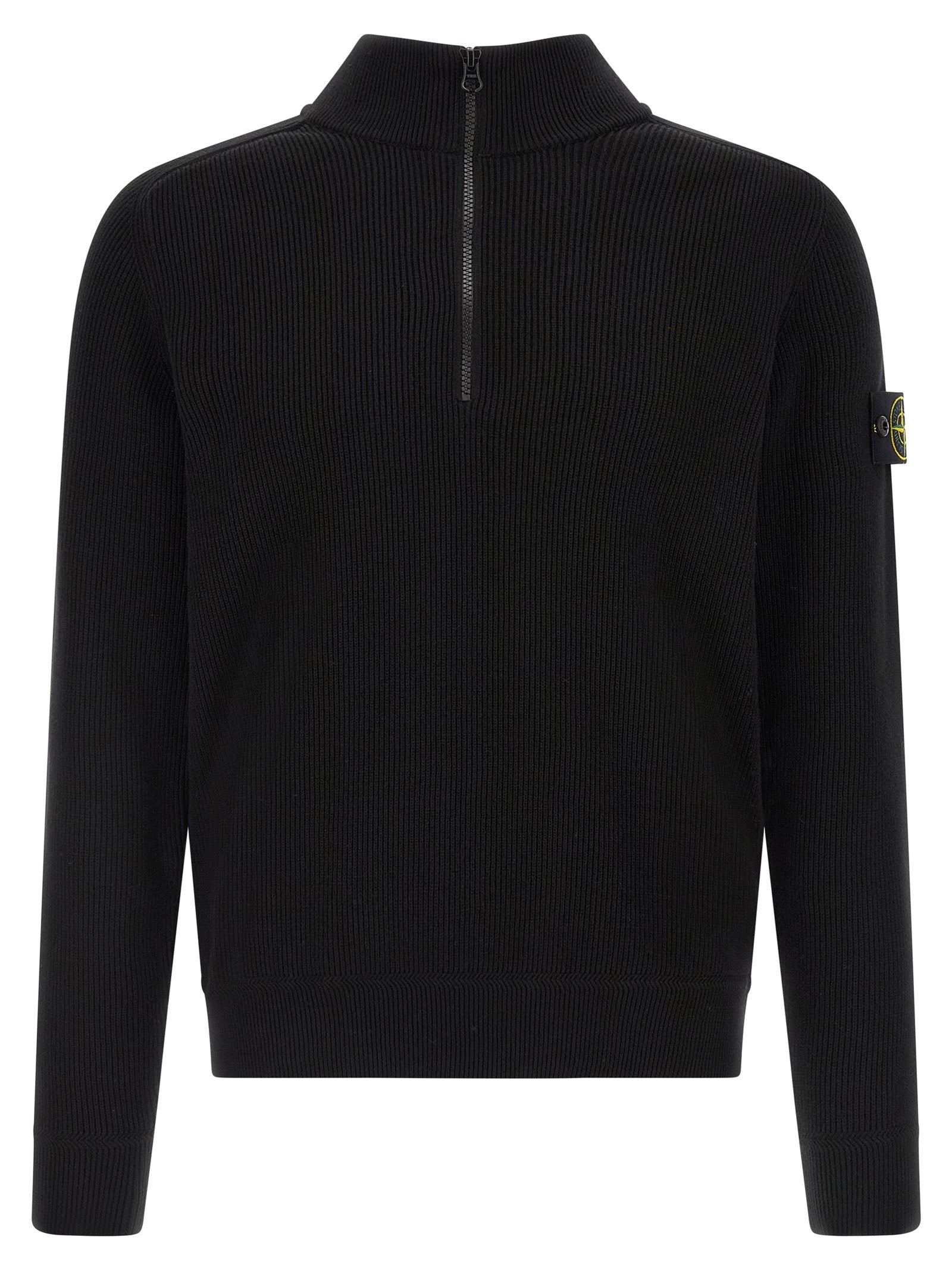 Stone Island Black Ribbed Cotton Cardigan