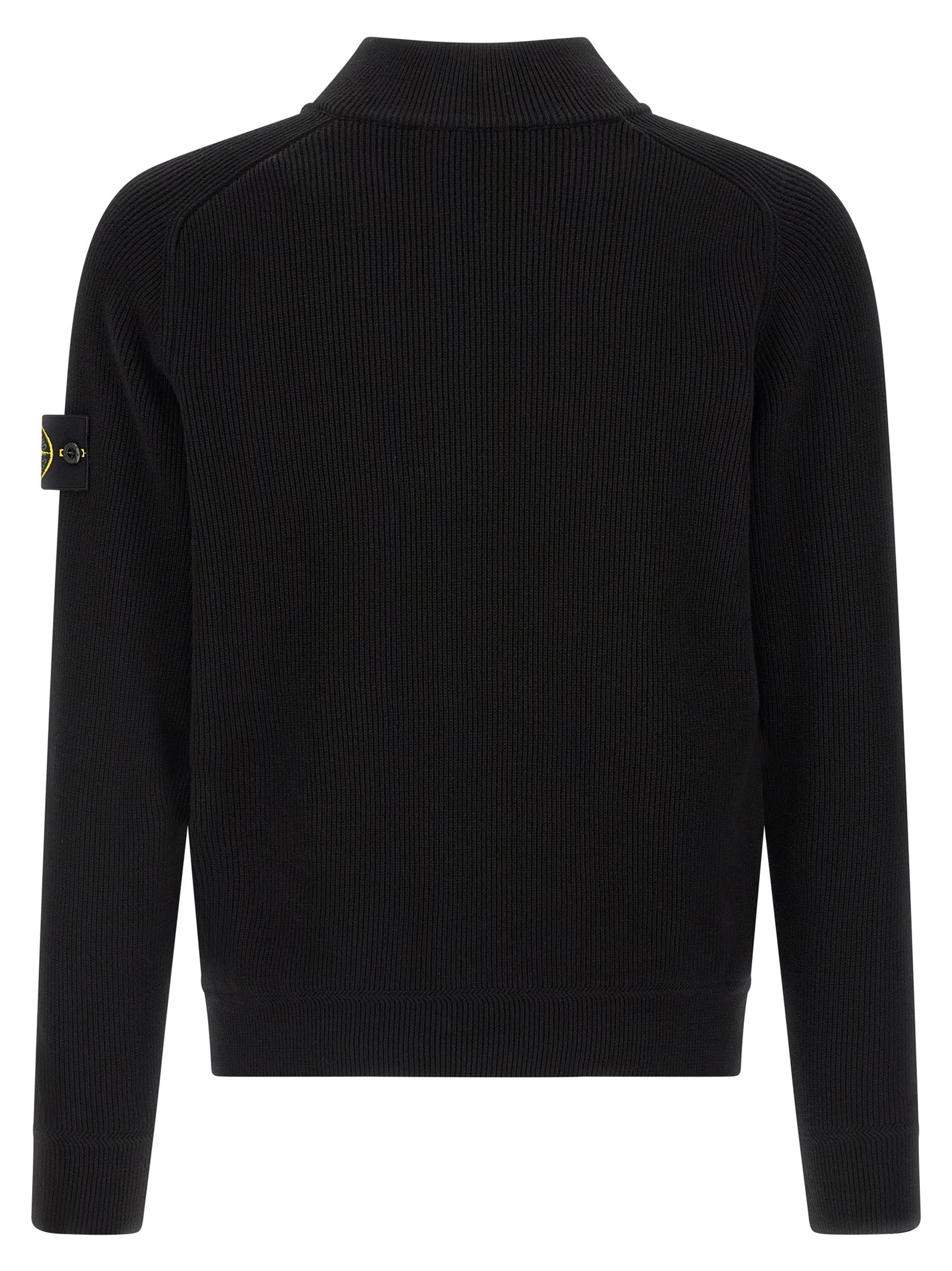 Stone Island Black Ribbed Cotton Cardigan