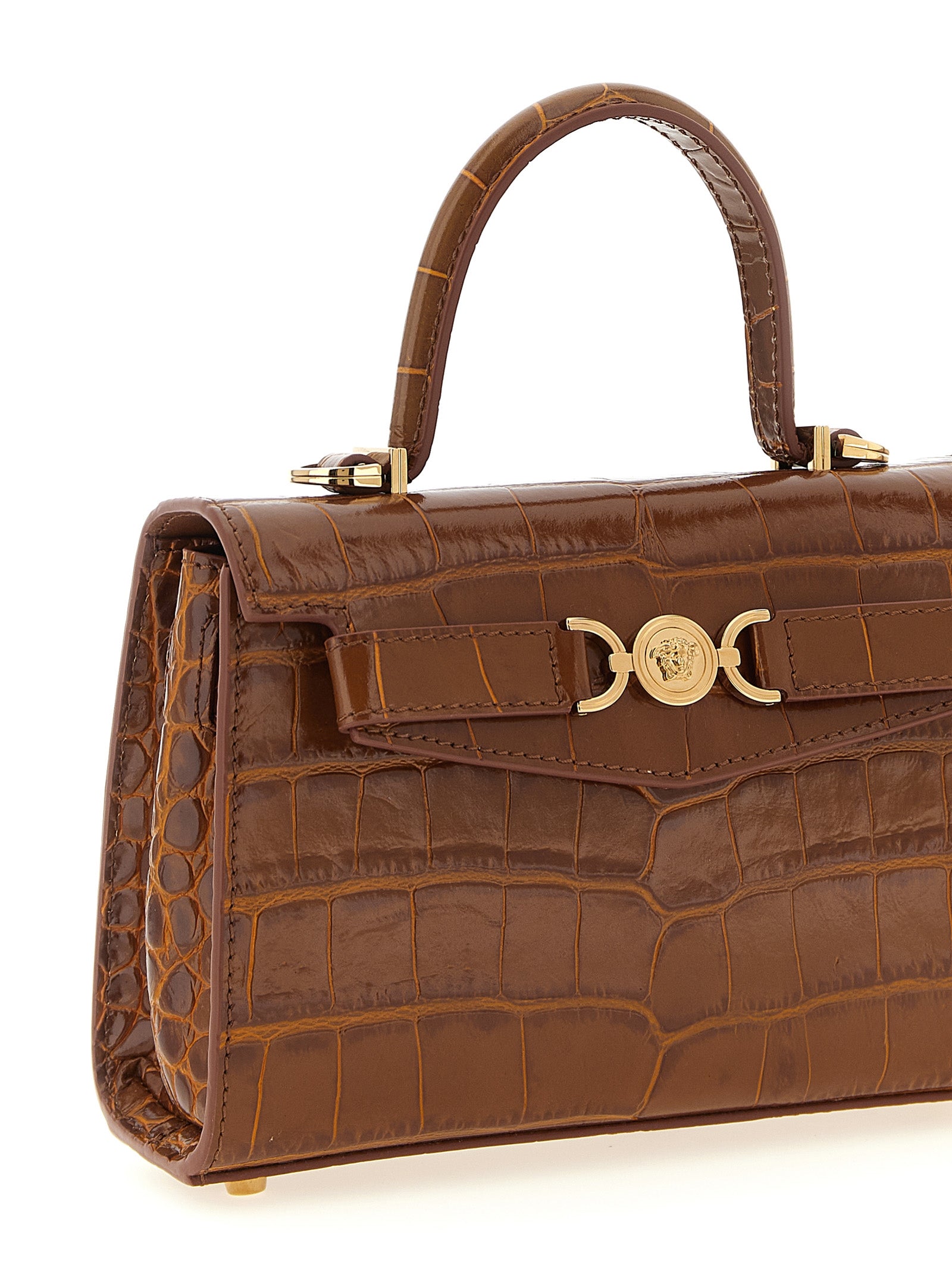 Versace Brown Handbag Calf Leather