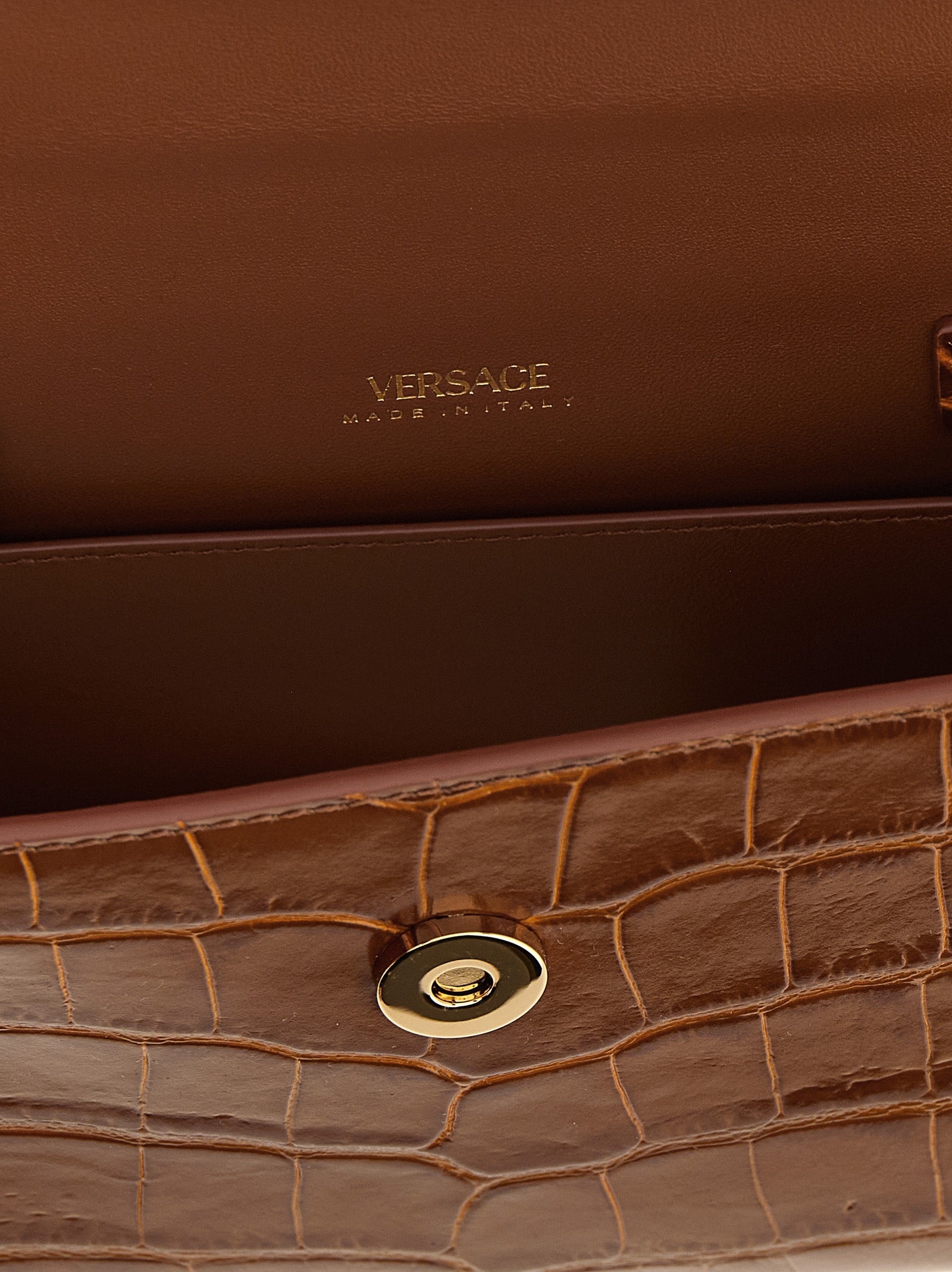 Versace Brown Handbag Calf Leather
