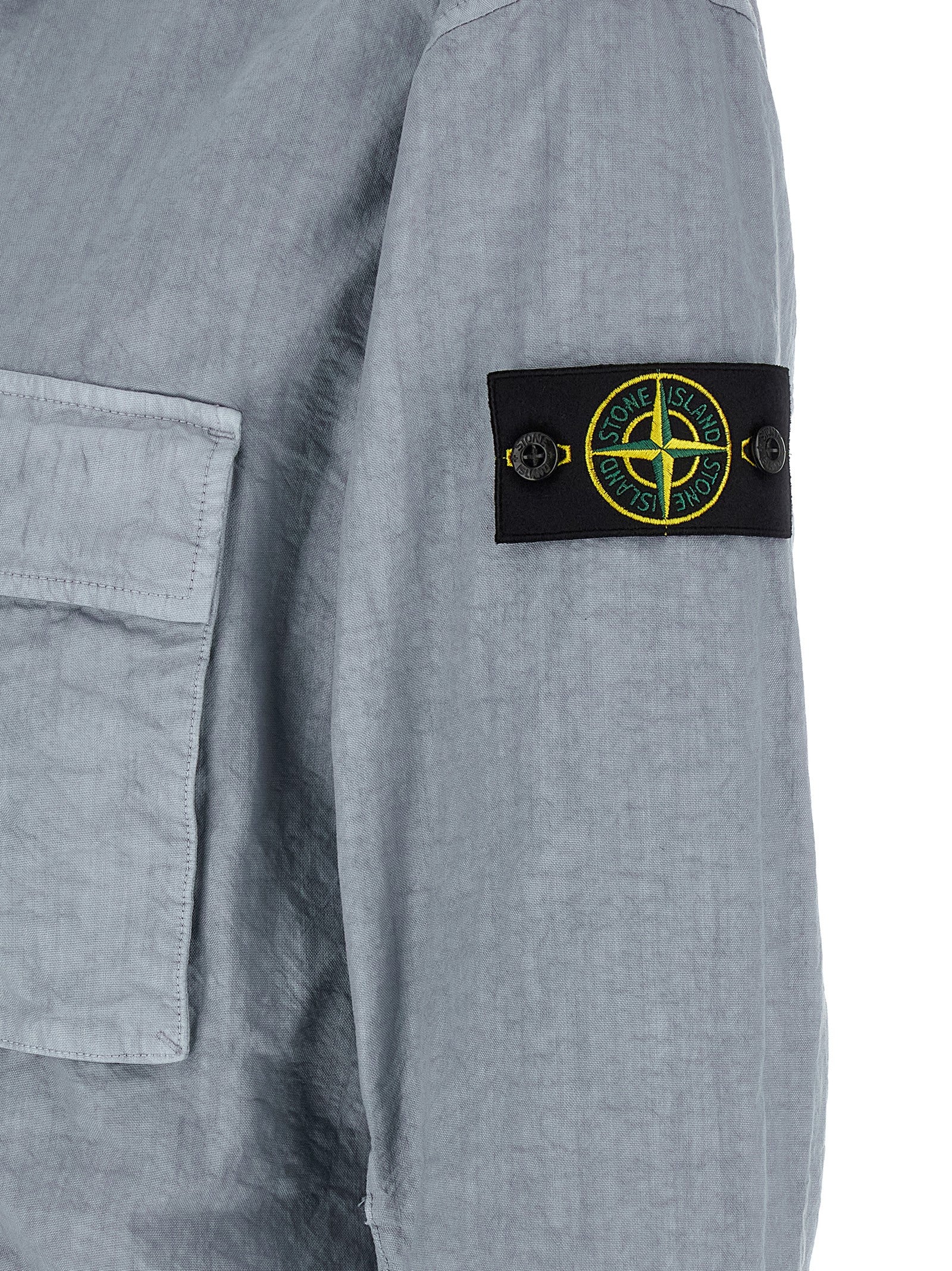 STONE ISLAND Light Blue Nylon Overshirt
