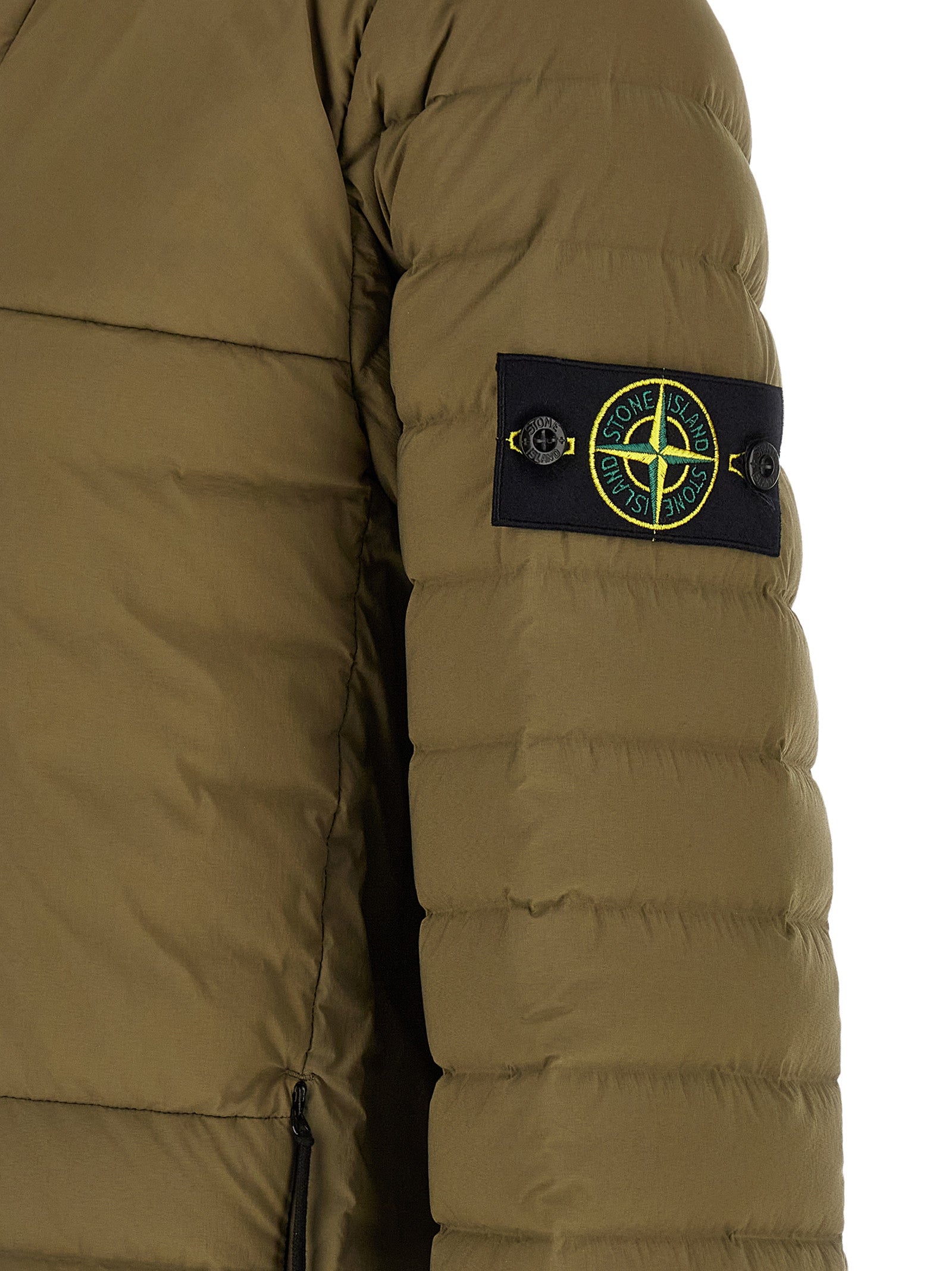 Stone Island Green Nylon Full-Length Jacket