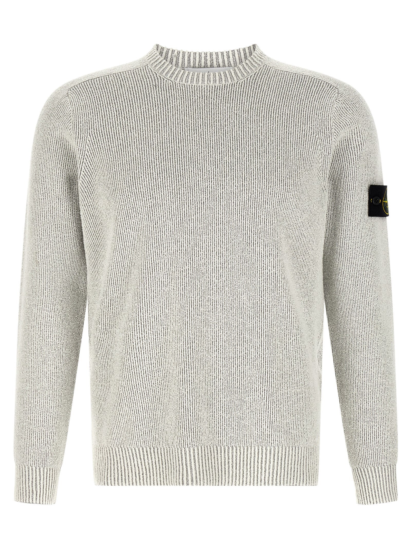 Stone Island Gray Ribbed Bouclé Cotton Sweater
